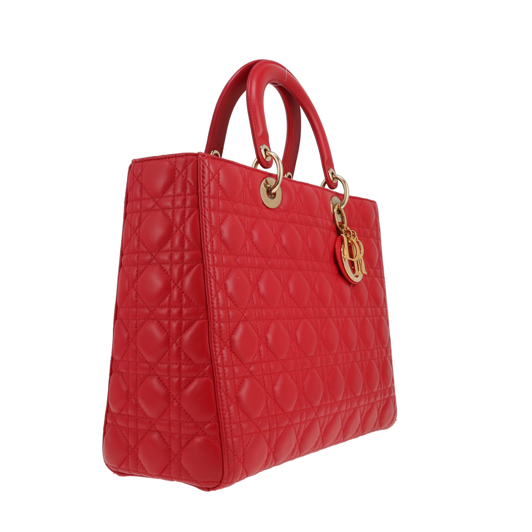 Dior  Lady Dior handbag  in red leather cannage