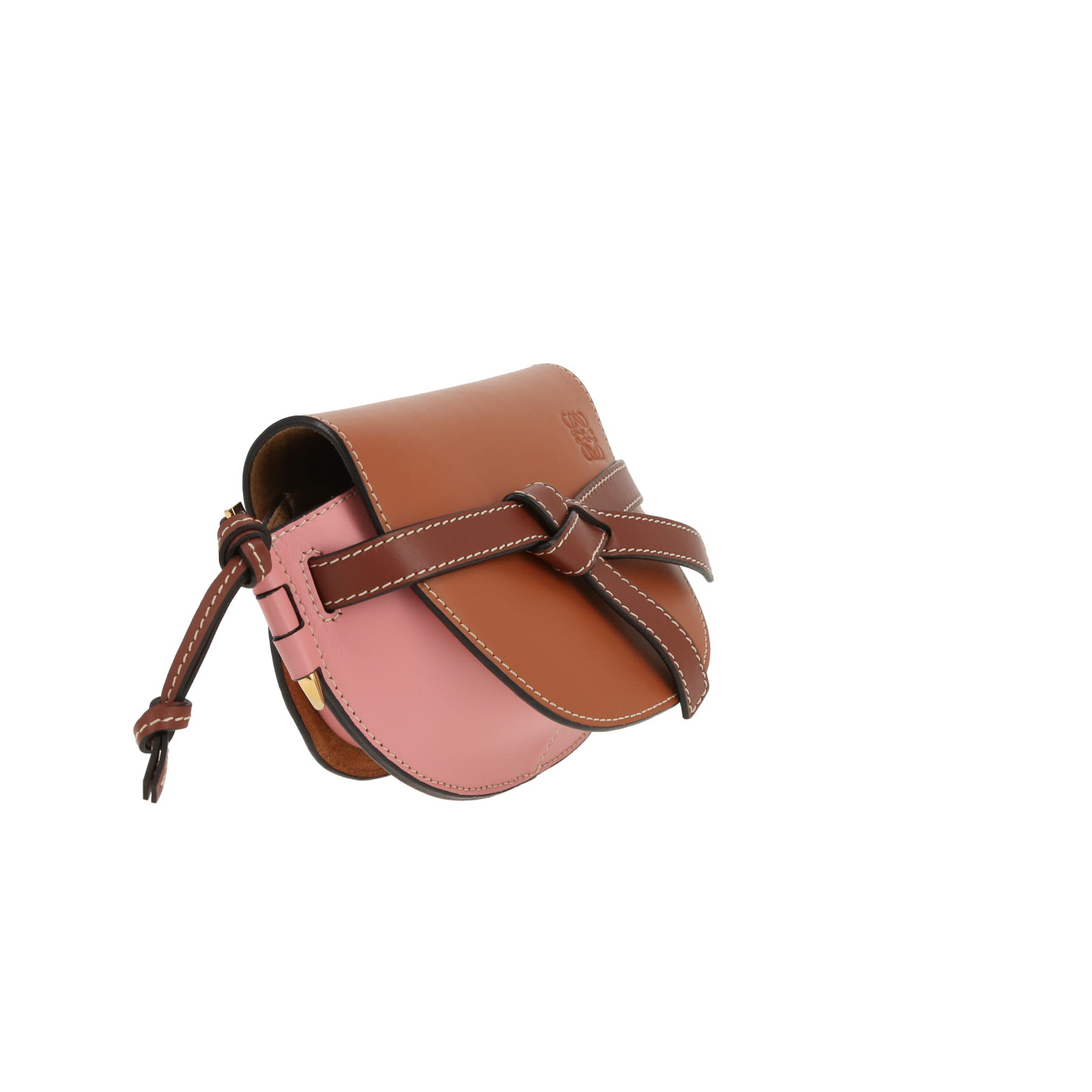 Bolso bandolera Loewe  Gate mini  en cuero marrón y rosa