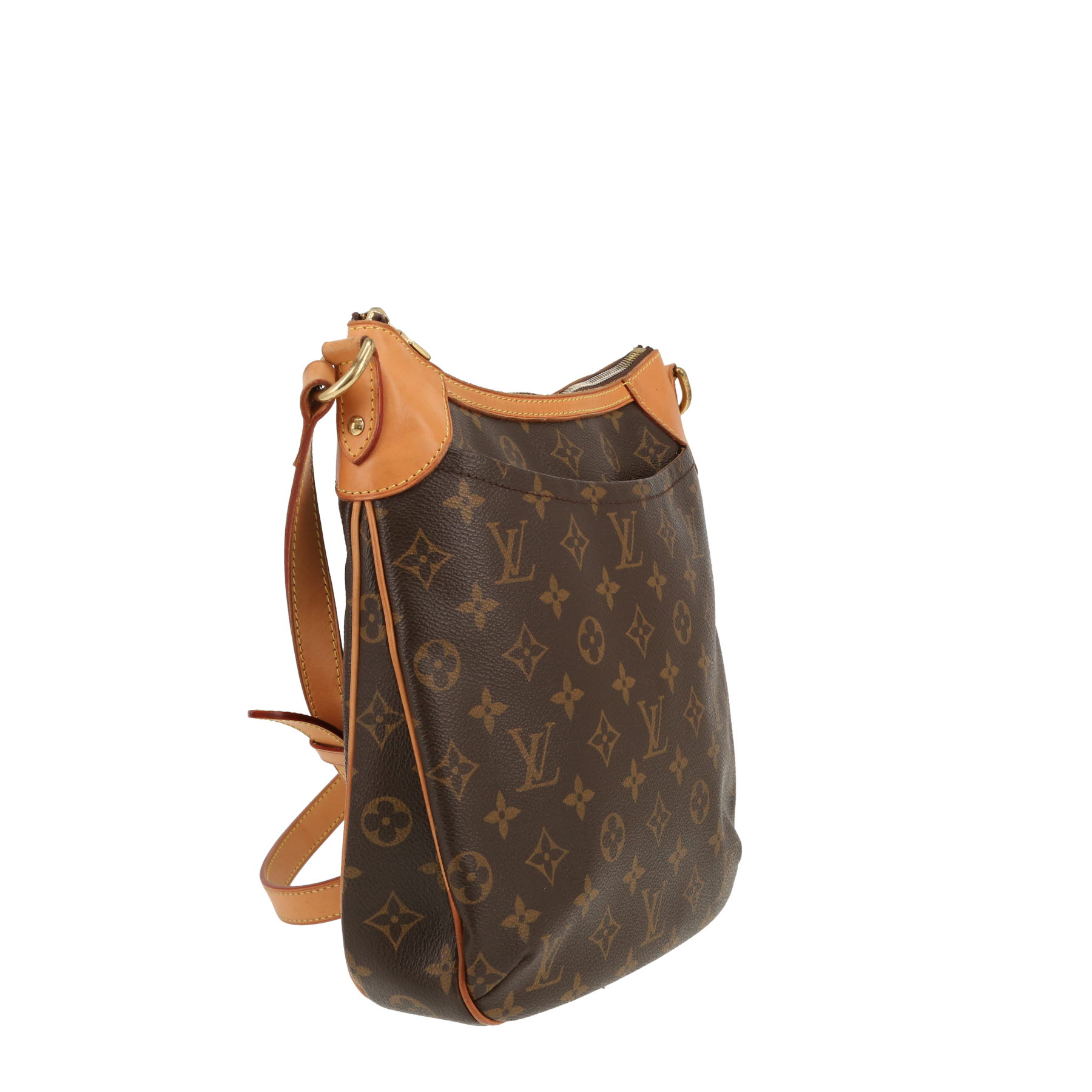 Louis Vuitton  Odeon shoulder bag  in brown monogram canvas  and natural leather