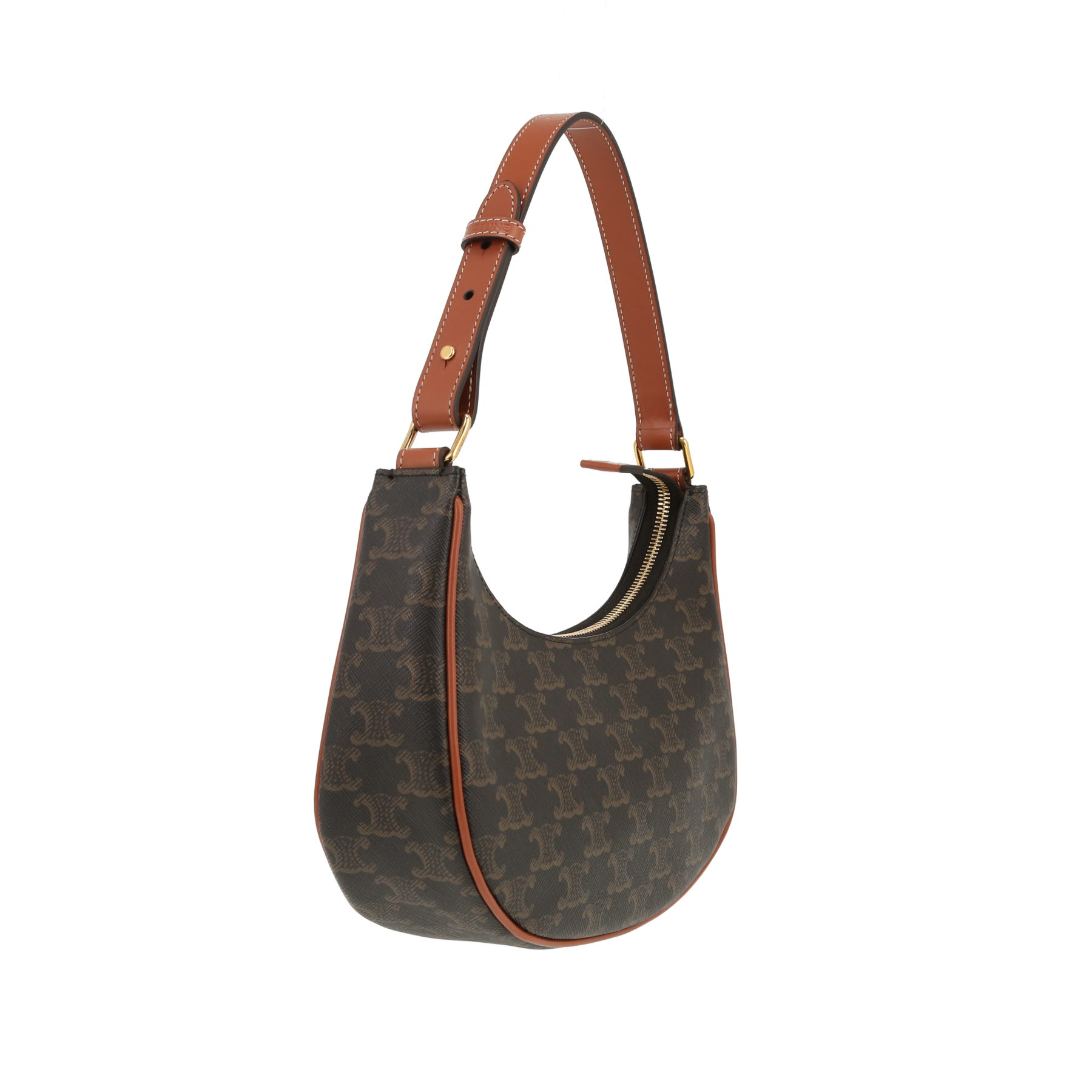 Bolso de mano Celine  Ava en tejido "Triomphe" marrón y cuero marrón