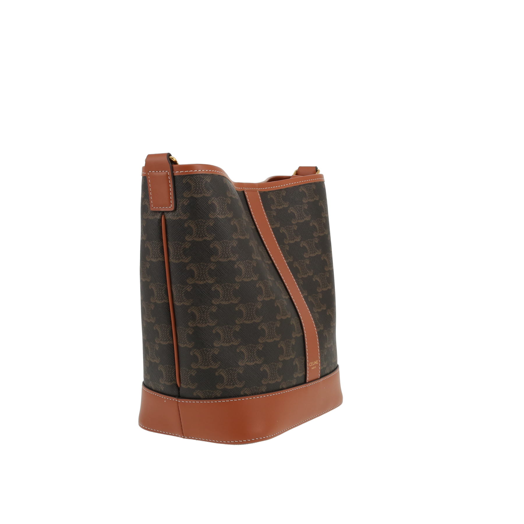 Sac bandoulière Celine  Seau petit modèle  en toile monogram et cuir marron