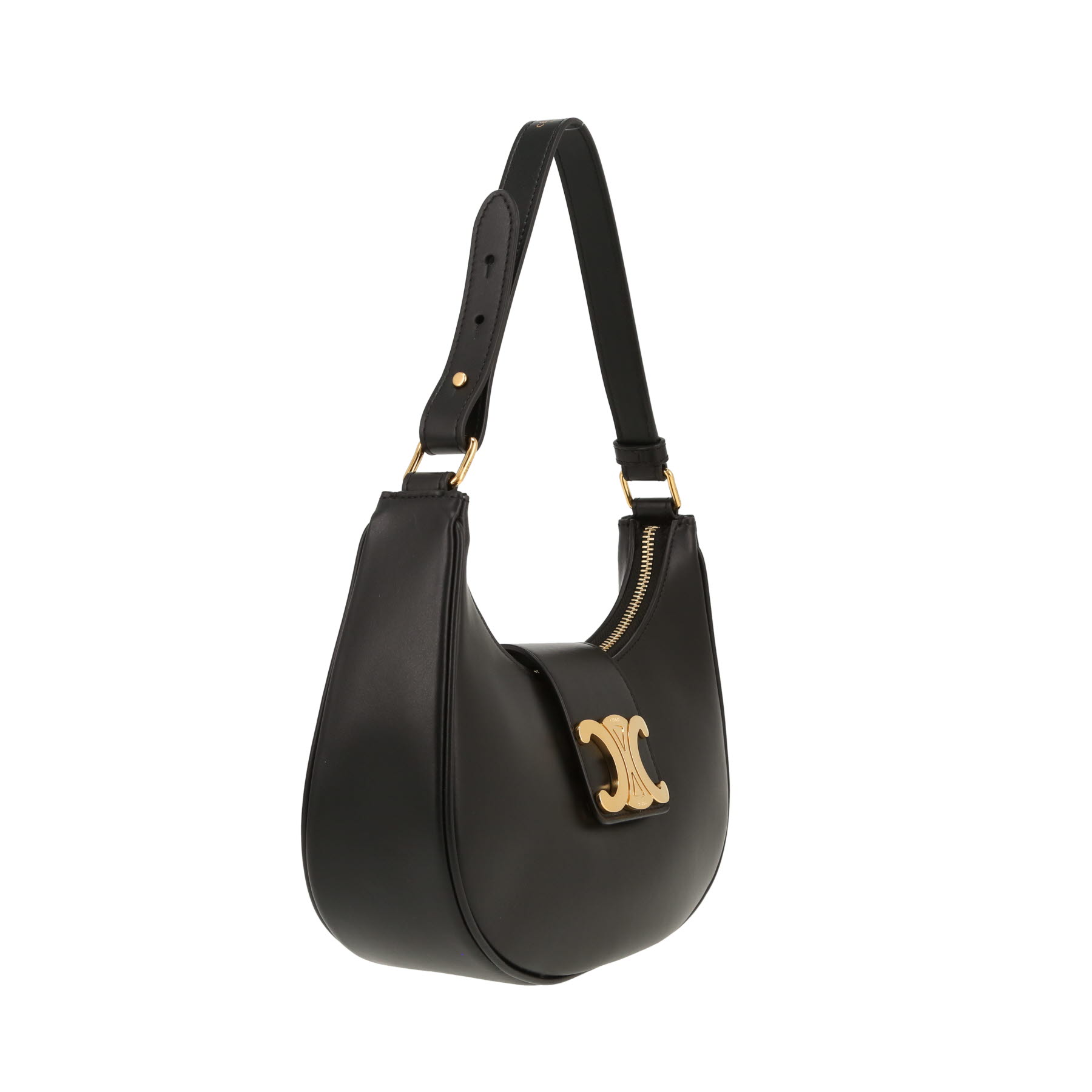 Celine  Ava Triomphe medium model  handbag  in black leather