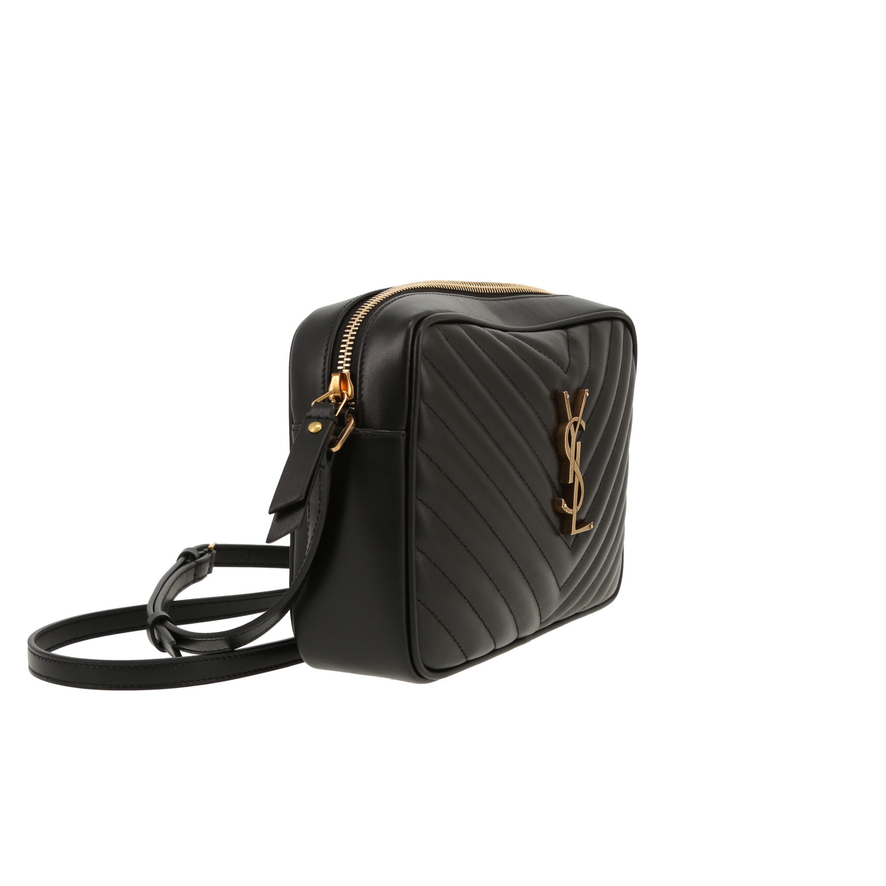 Saint Laurent  Lou Sac Caméra shoulder bag  in black chevron quilted leather
