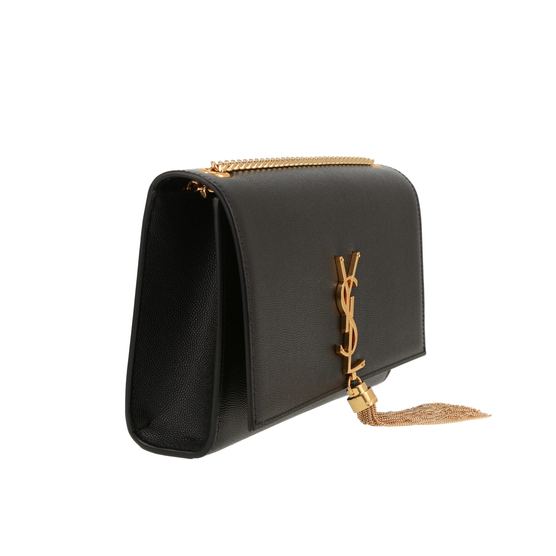 Saint Laurent  Kate Pompon medium model  shoulder bag  in black grained leather