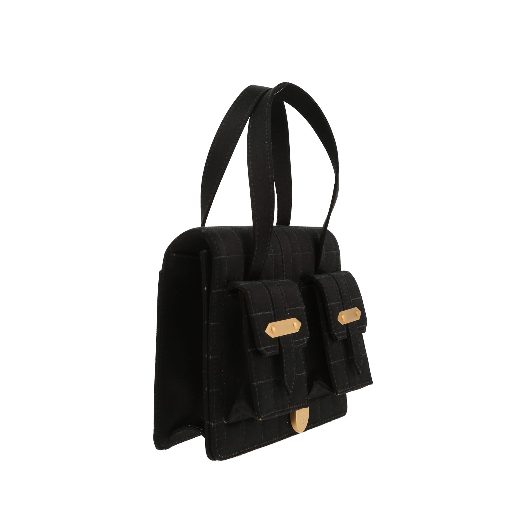 Chanel   handbag  in black canvas