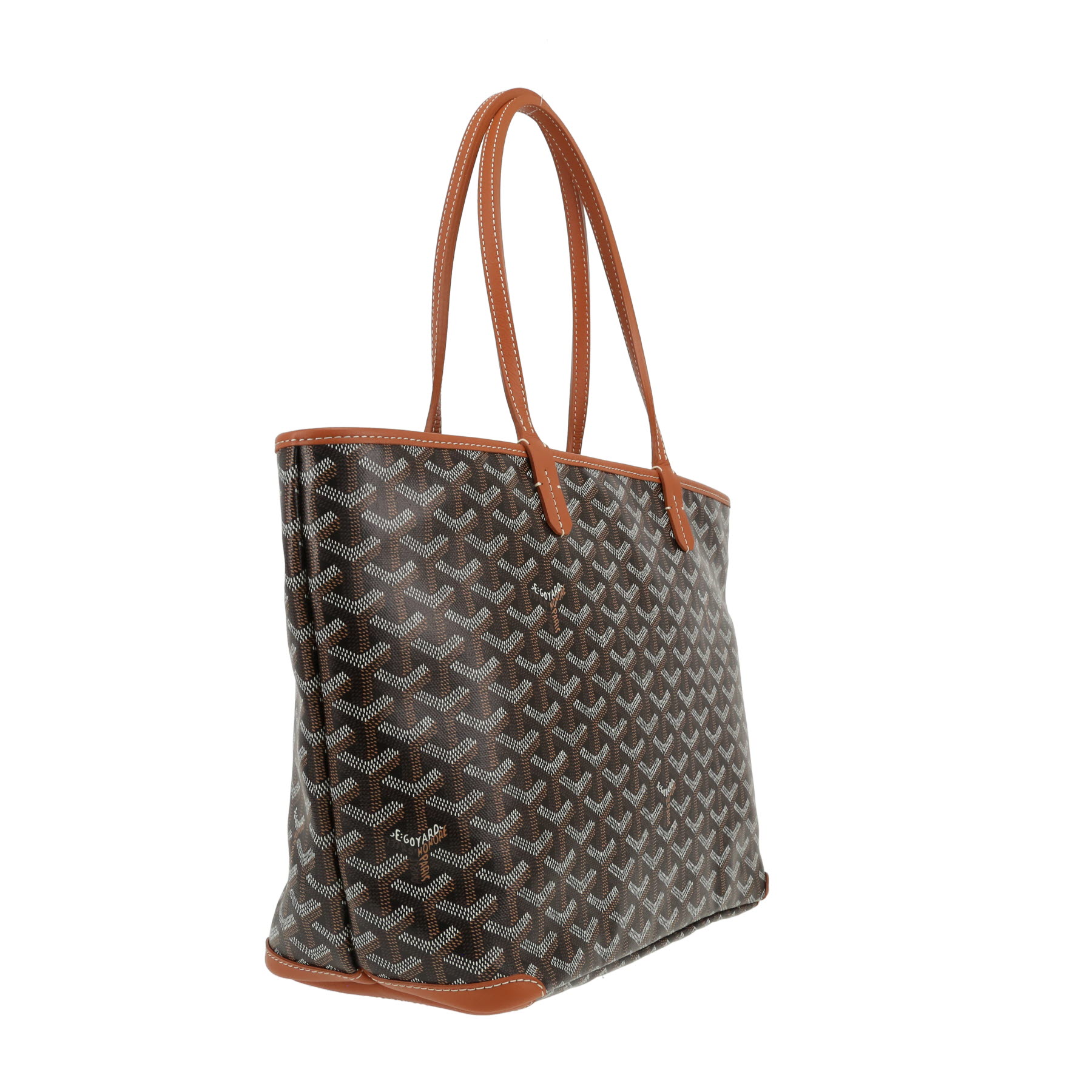 Bolso Cabás Goyard  Artois en tela Goyardine negra y cuero marrón