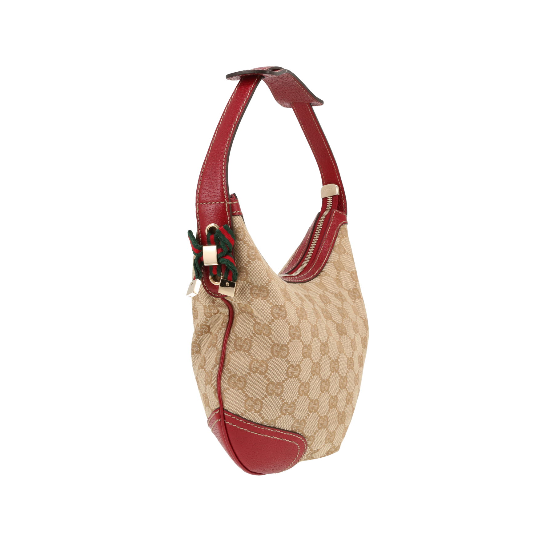 Borsa Gucci   in tela "sûpreme GG" beige e pelle rossa
