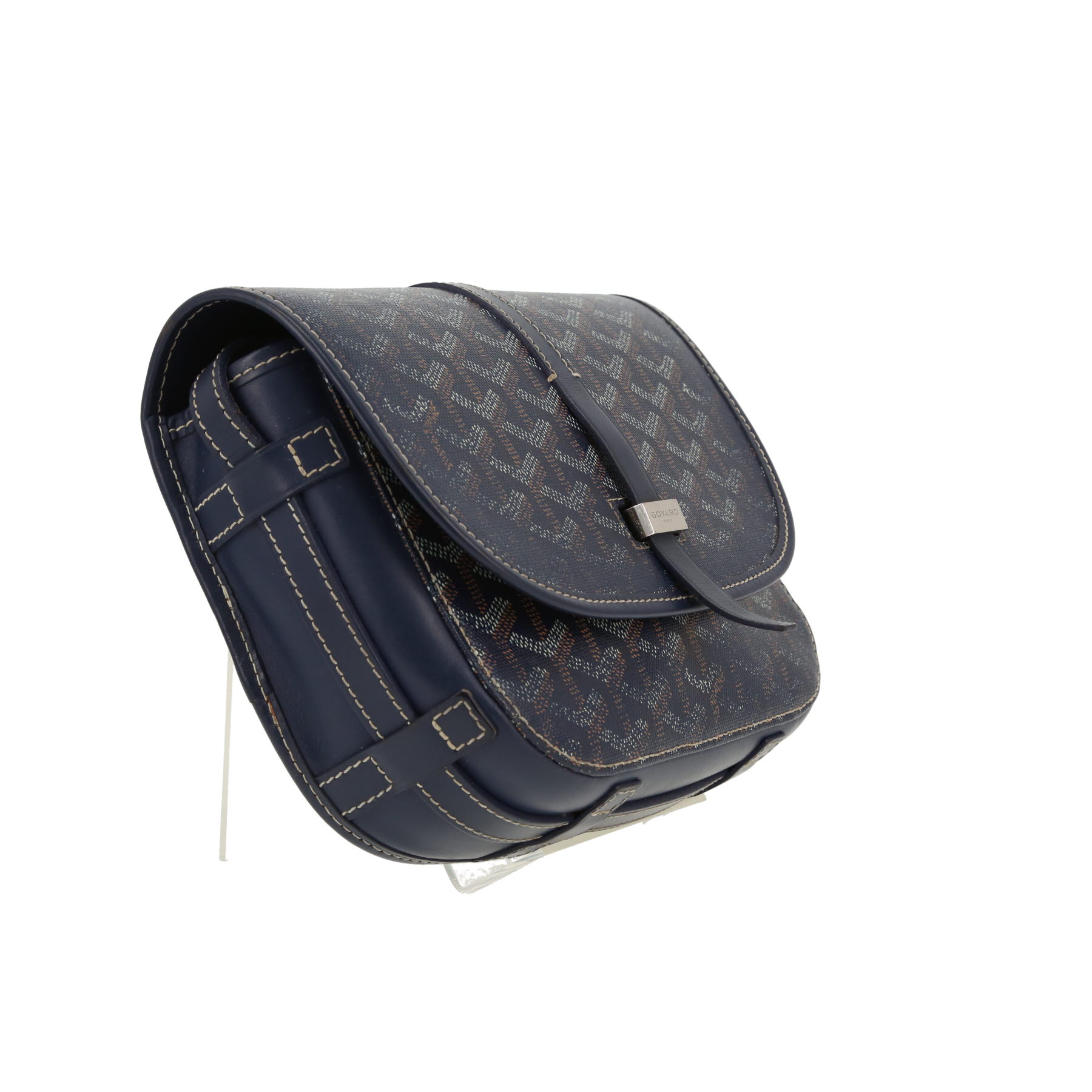 Sac bandoulière Goyard  Belvedère en toile Goyardine bleu-marine et cuir bleu-marine