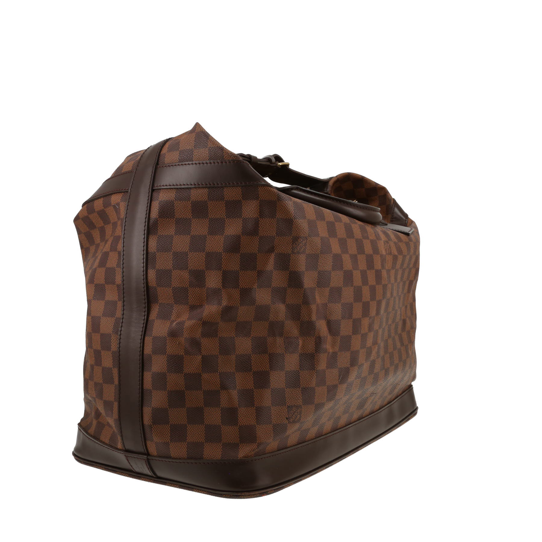 Sac de voyage Louis Vuitton  Grimaud en toile damier ébène et cuir marron