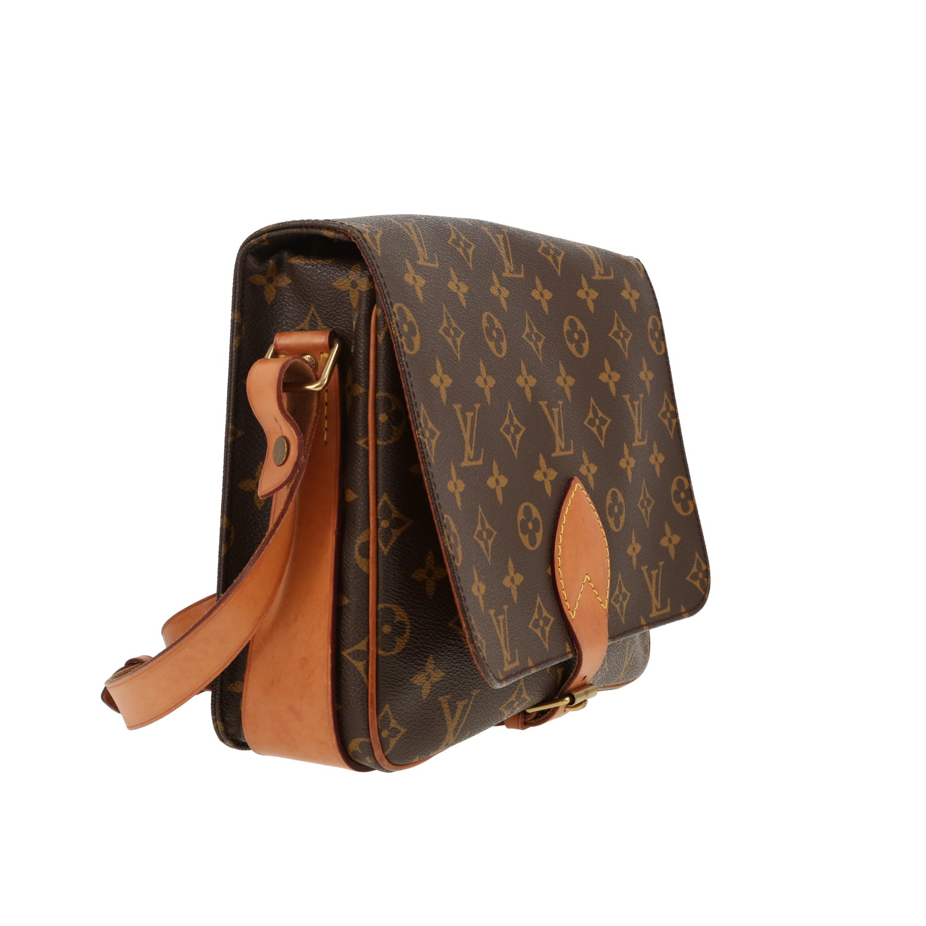 Sac bandoulière Louis Vuitton  Cartouchiére en toile monogram marron et cuir naturel