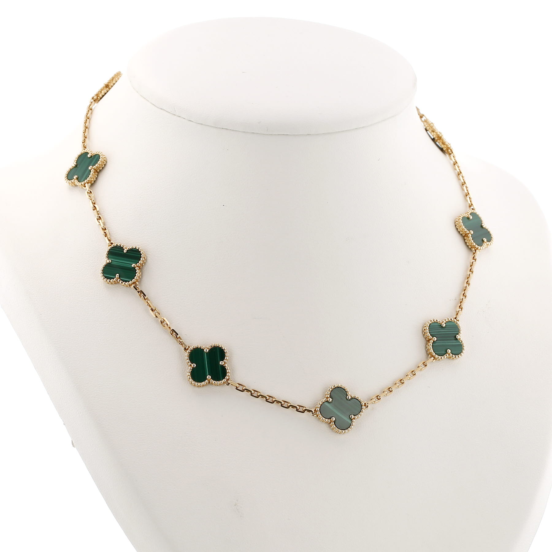 Van Cleef & Arpels Vintage Alhambra necklace in yellow gold and malachite
