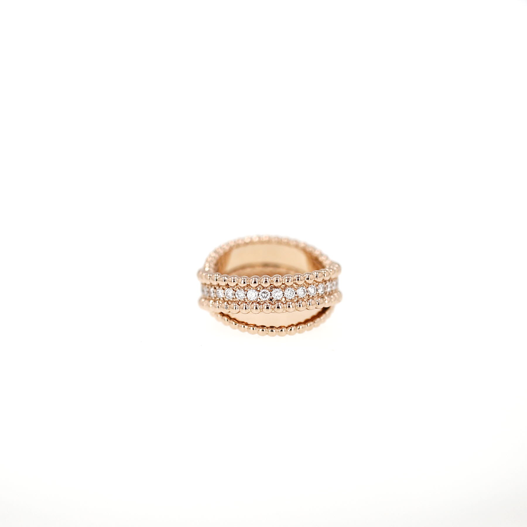 Van Cleef & Arpels Perlée ring in pink gold and diamonds