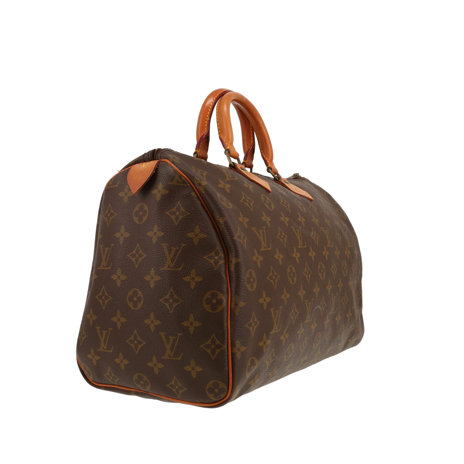 Bolso de mano Louis Vuitton  Speedy 35 en lona Monogram marrón y cuero natural