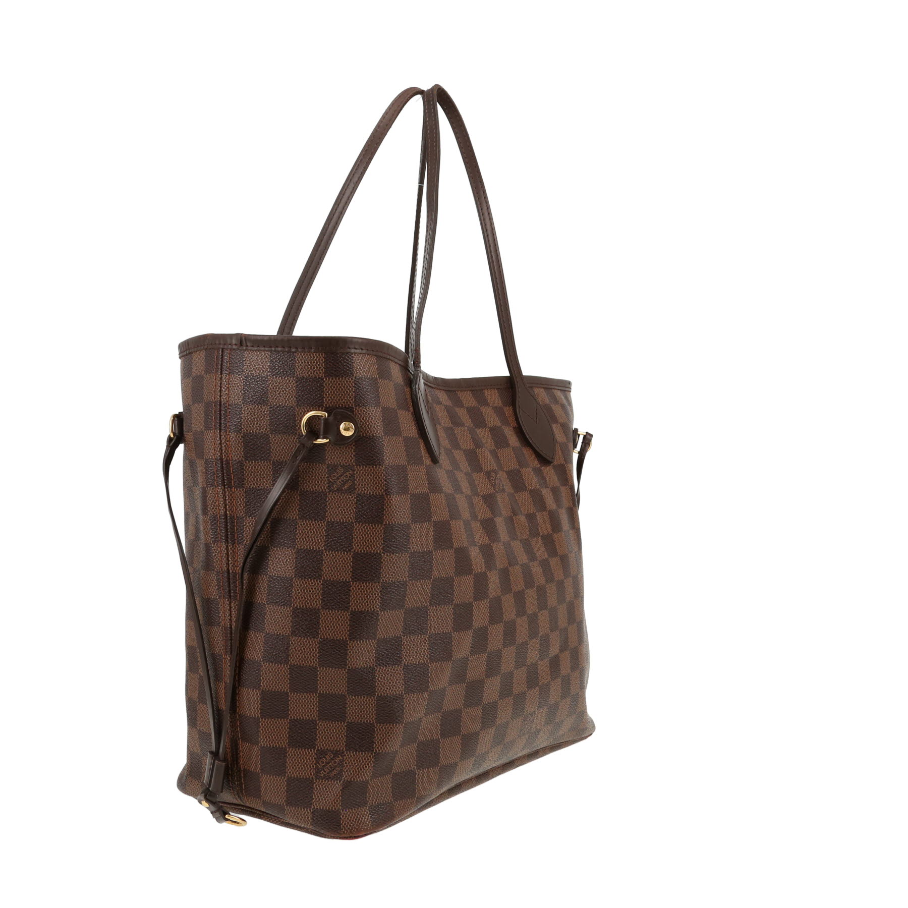 Sac cabas Louis Vuitton  Neverfull en toile damier ébène et cuir marron