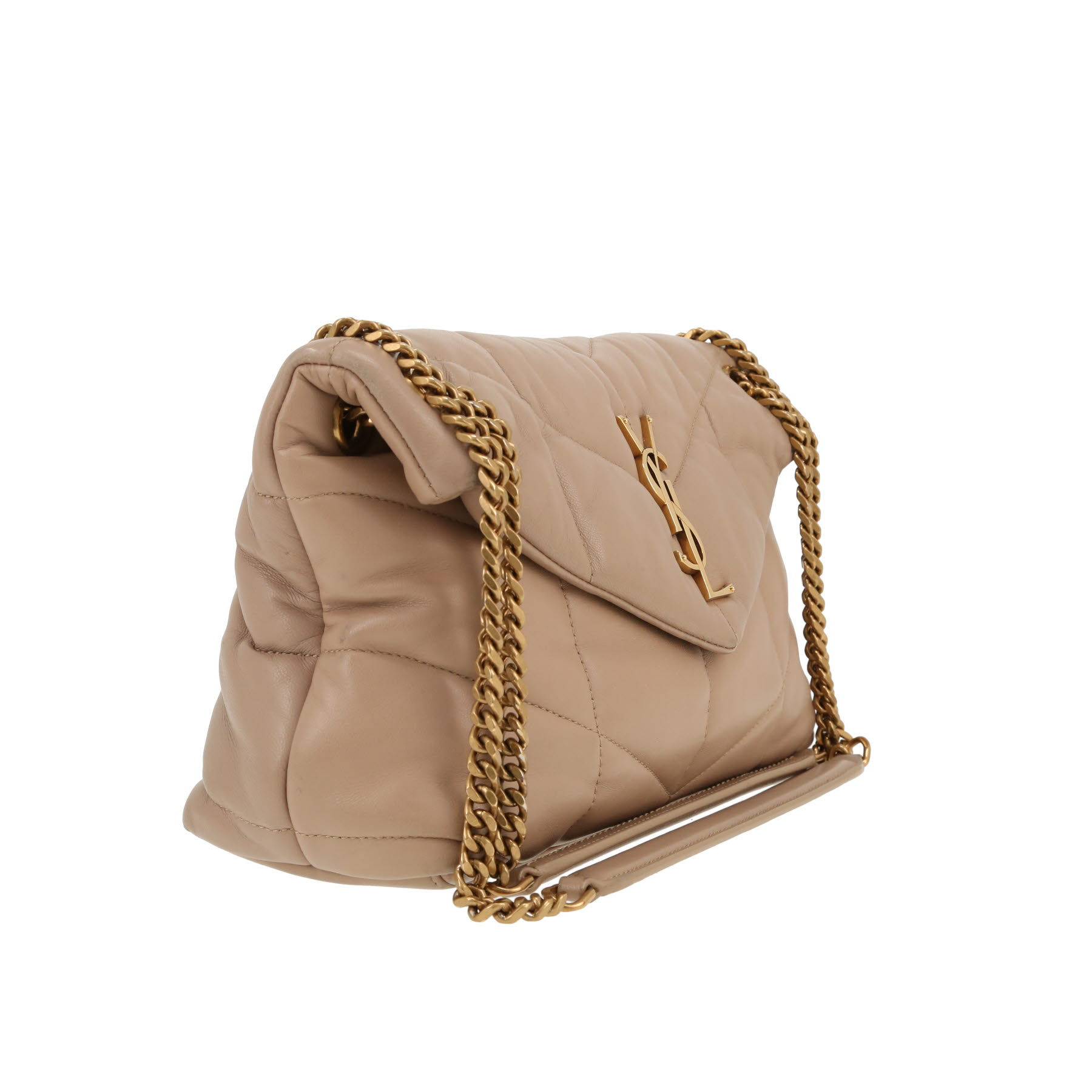 Saint Laurent  Puffer shoulder bag  in beige quilted leather
