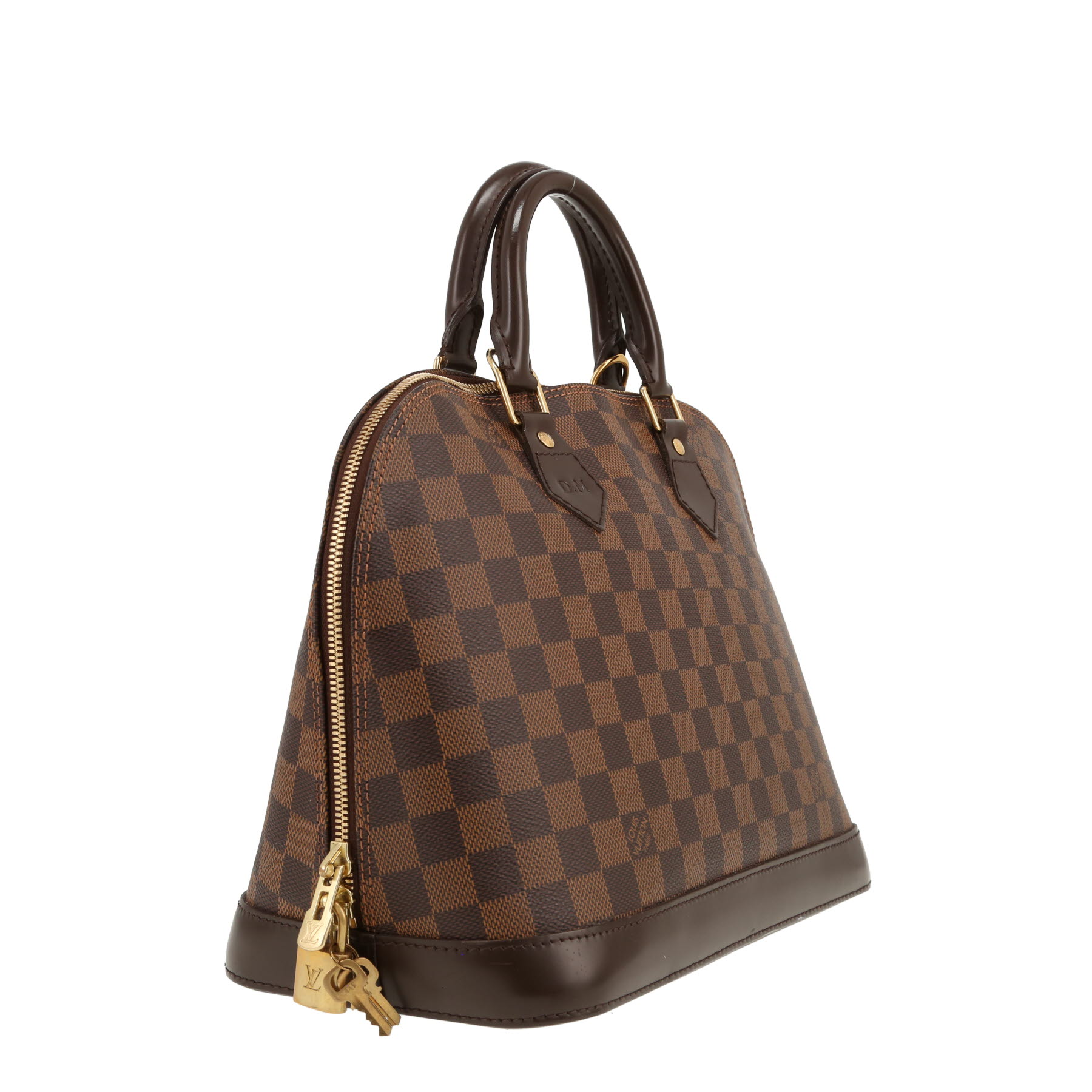 Sac à main Louis Vuitton  Alma en toile damier ébène et cuir marron