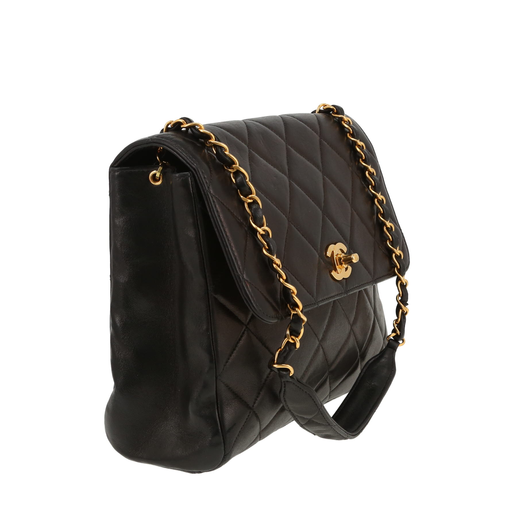 Sac bandoulière Chanel  Vintage en cuir matelassé noir