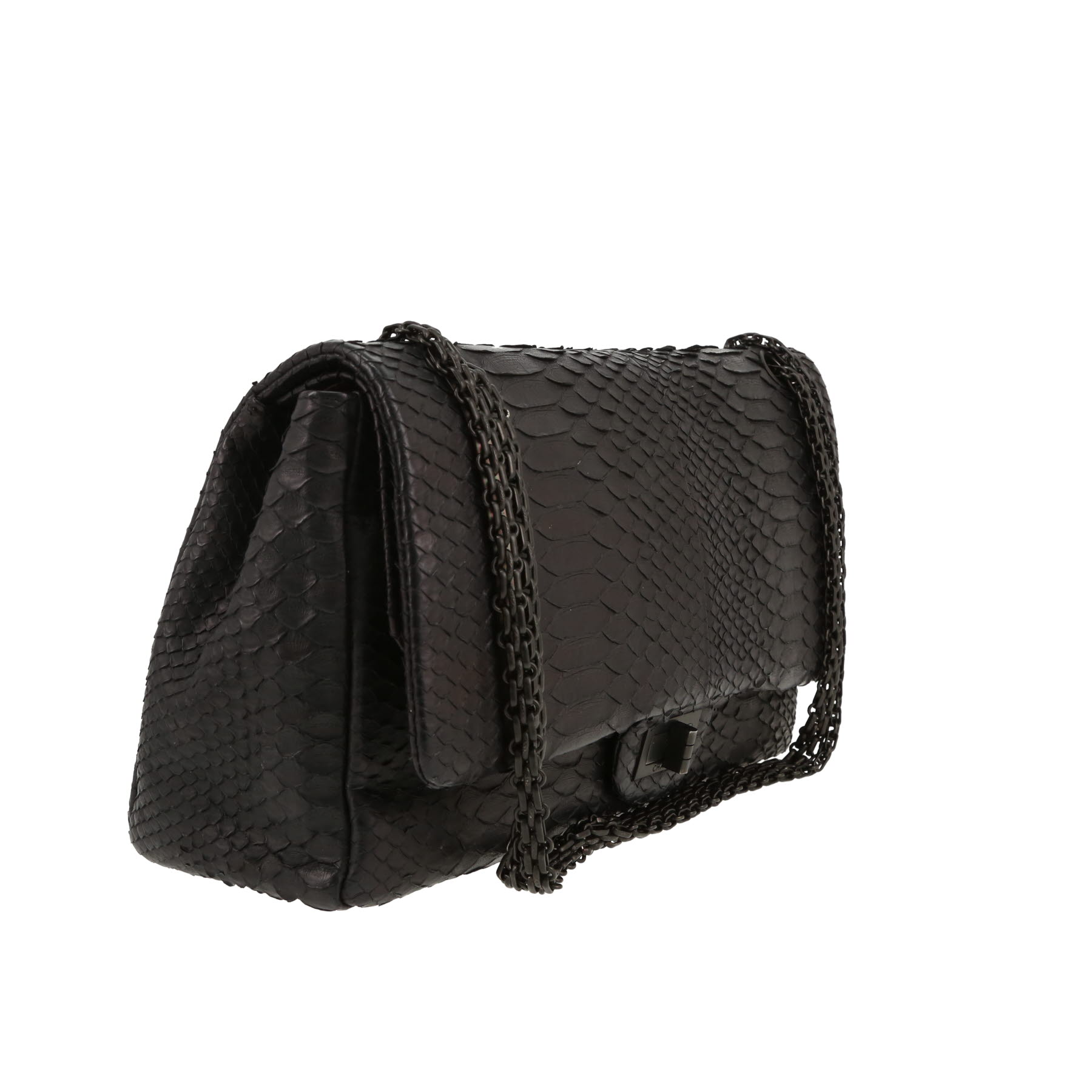 Sac bandoulière Chanel  2.55 en python noir