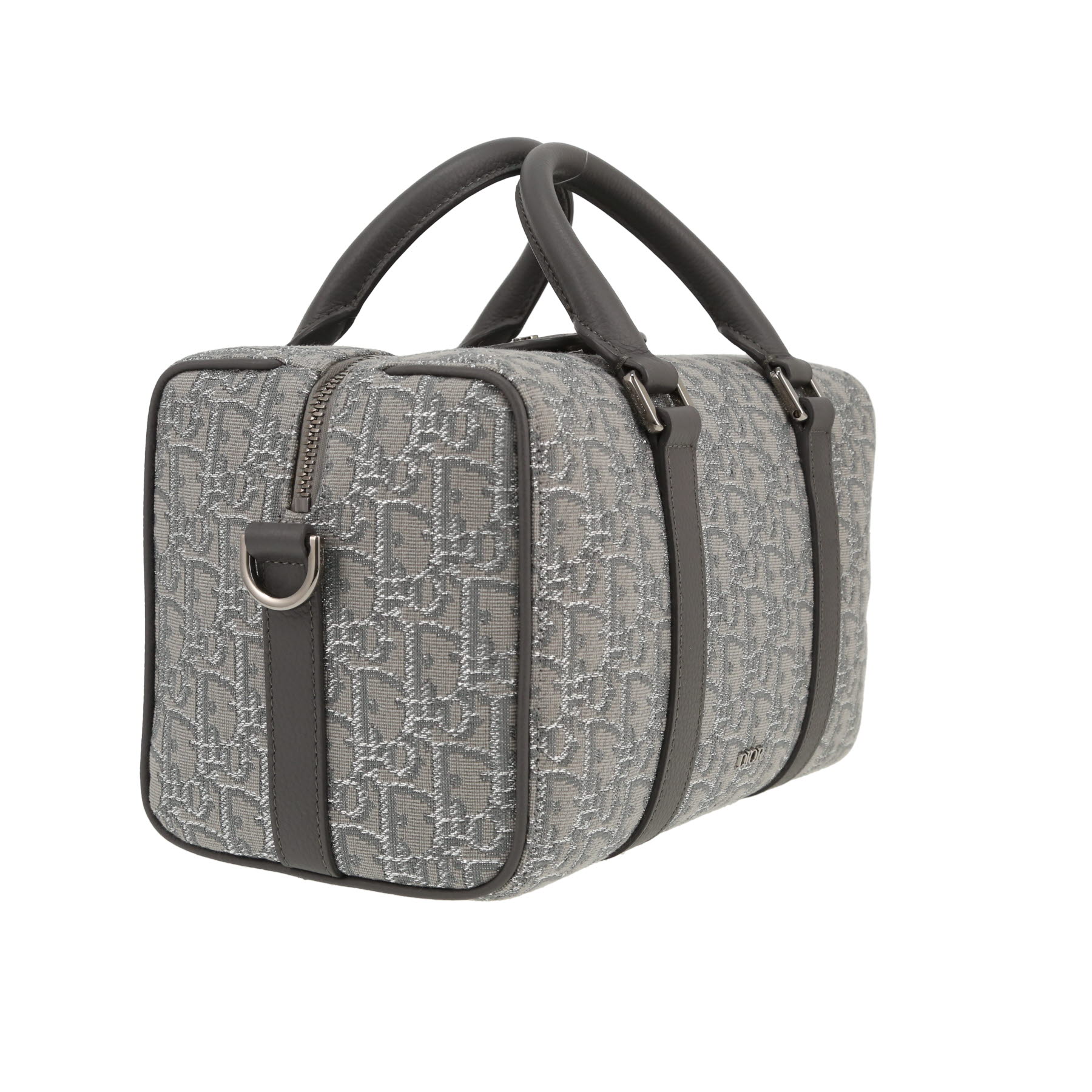 Dior  Lingot 26 shoulder bag  in grey monogram canvas Oblique  and grey leather