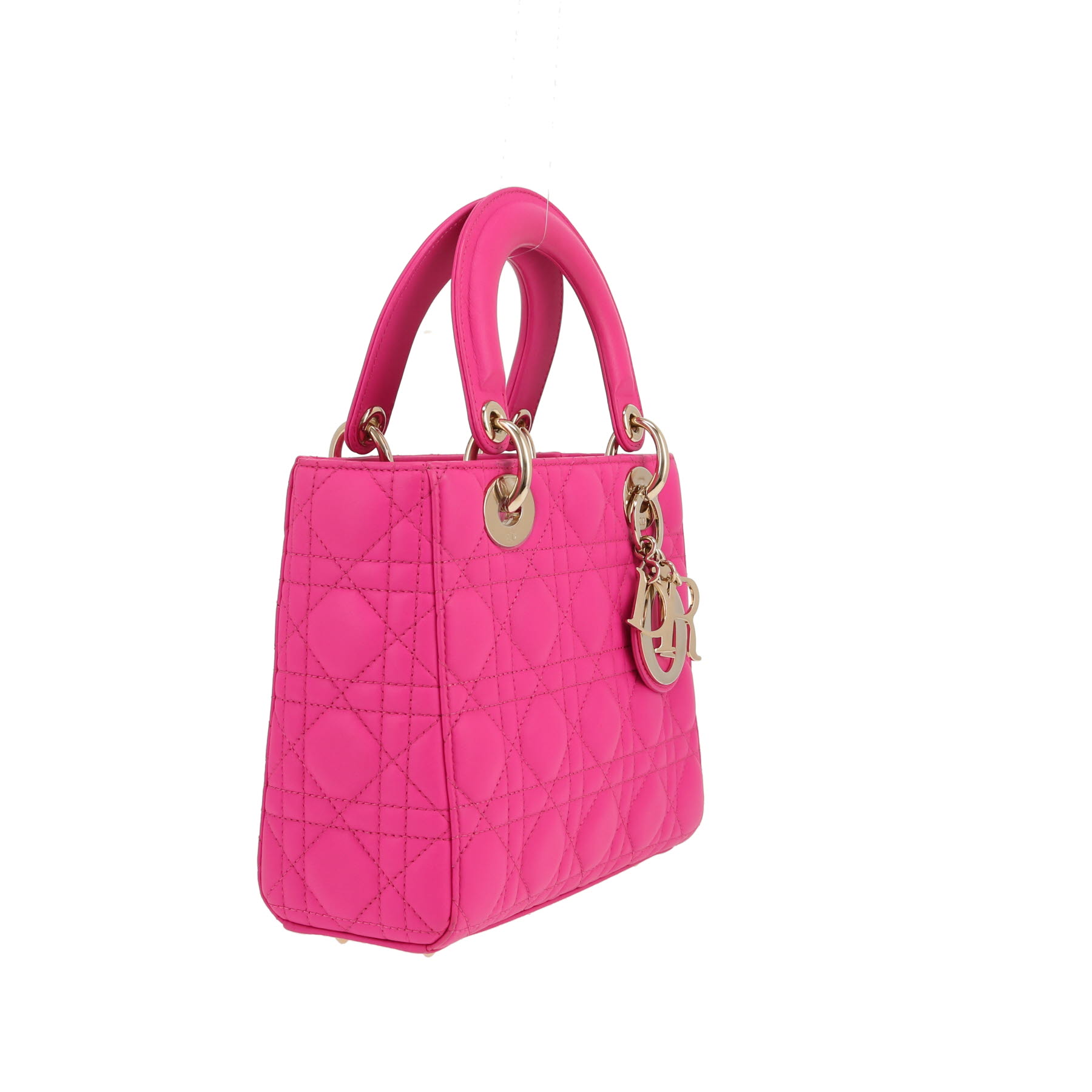 Bolso de mano Dior  Lady Dior en cuero cannage rosa