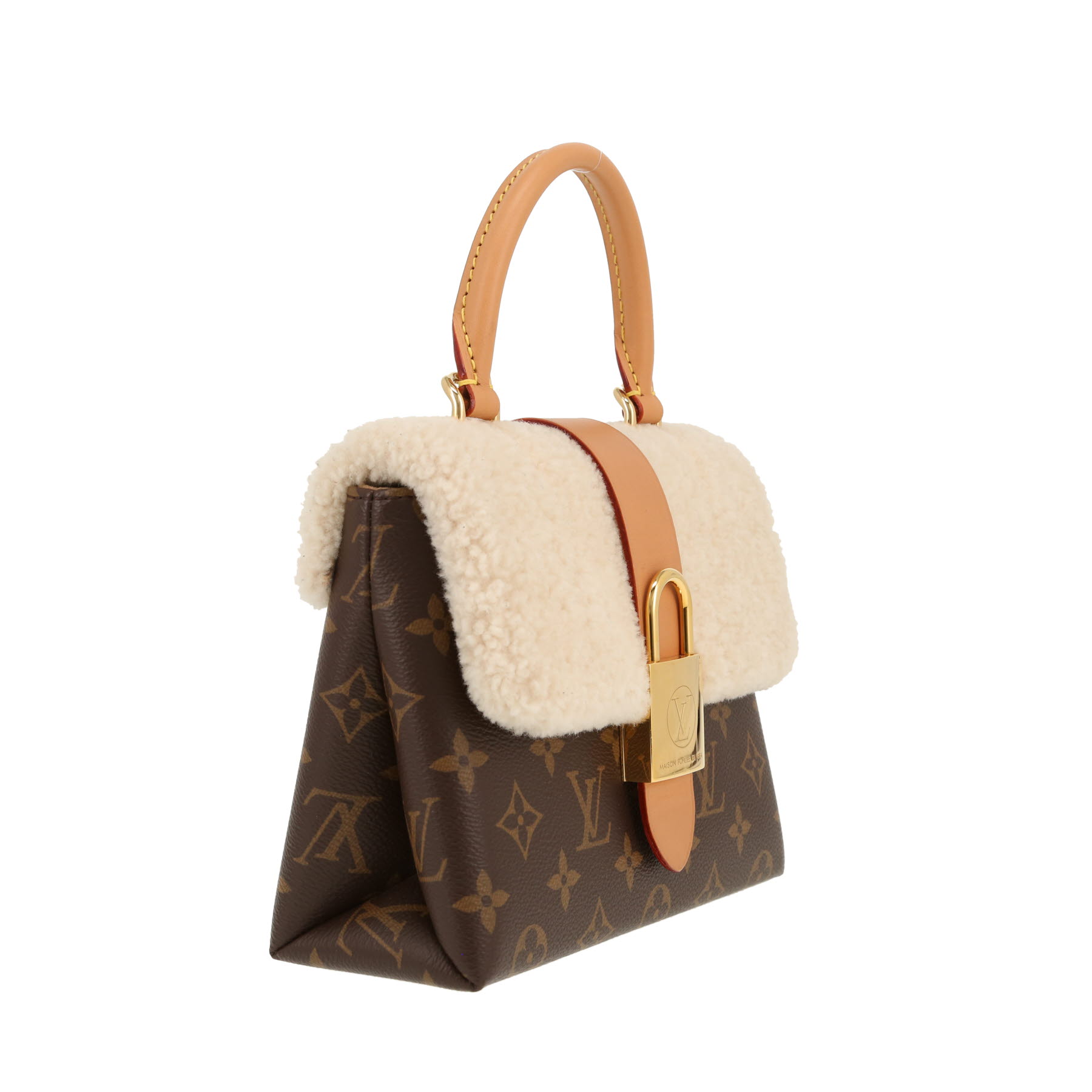 Louis Vuitton  Locky BB shoulder bag  in brown monogram canvas  and beige skin-out fur