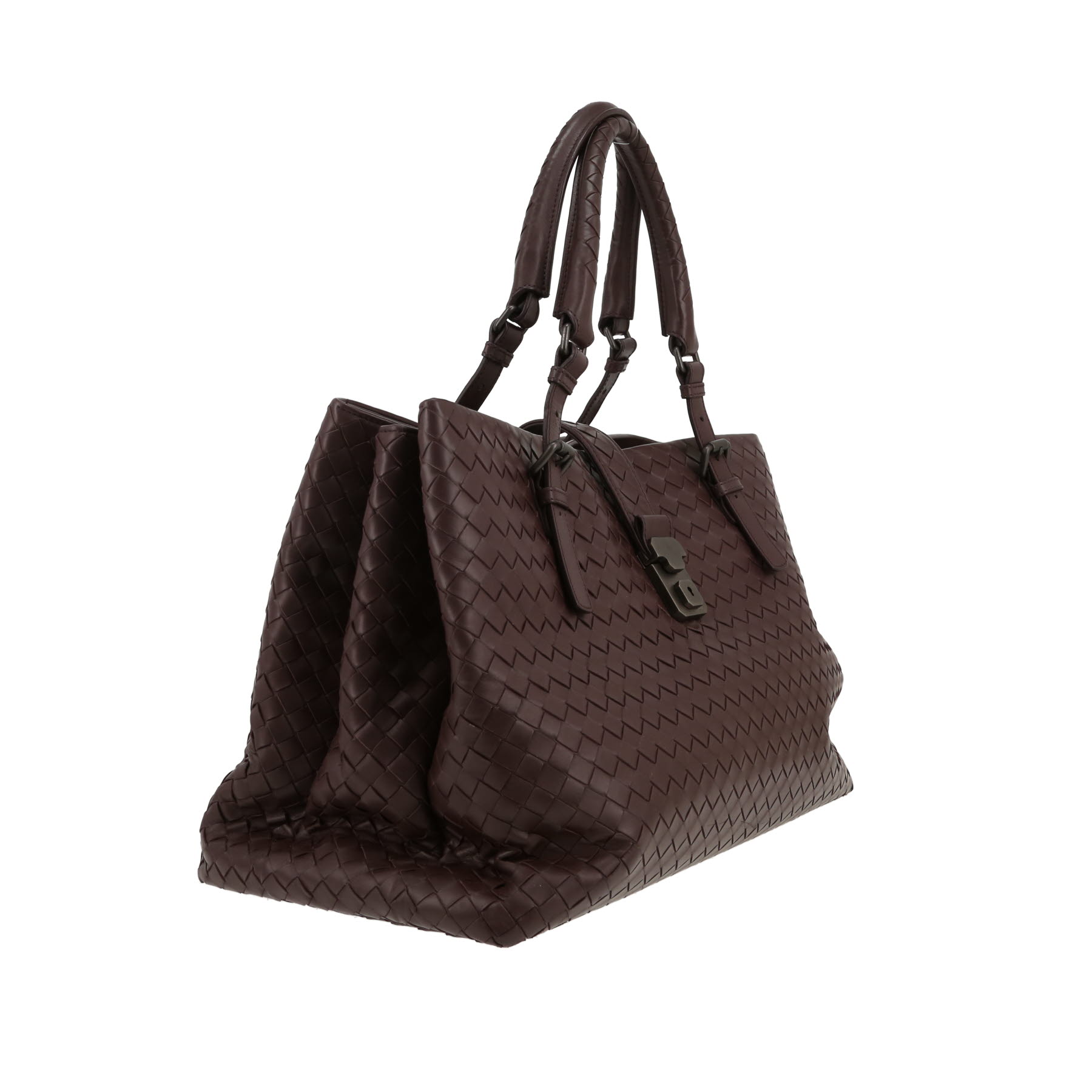 Bottega Veneta  Roma handbag  in brown intrecciato leather