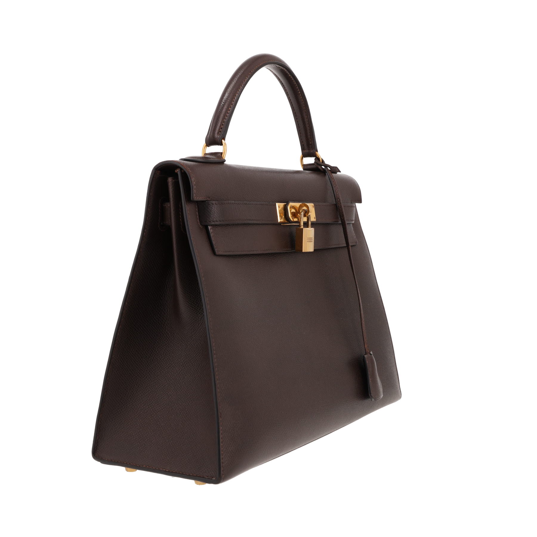 Bolso Hermès Kelly de 32 cm en piel Courchevel marrón