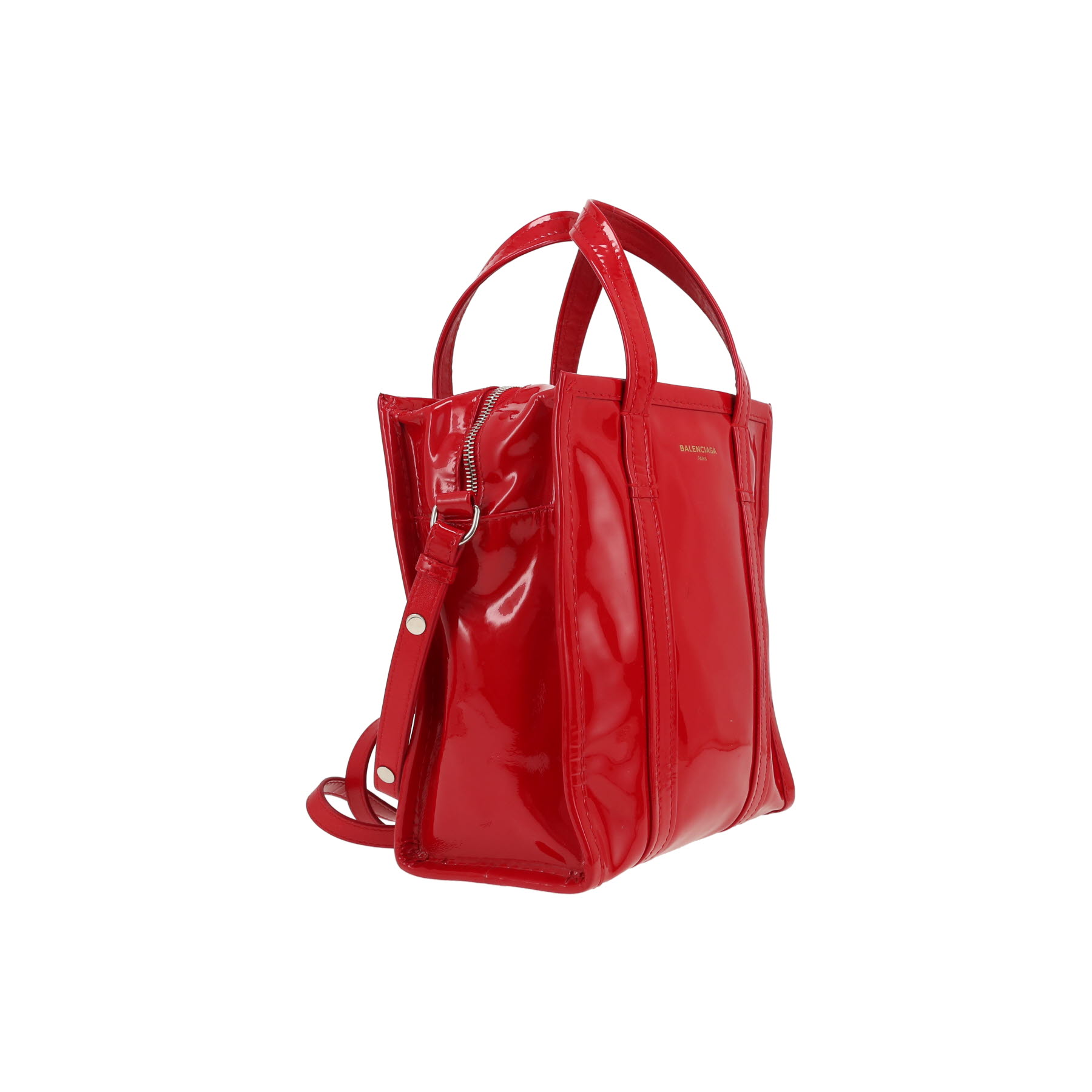 Balenciaga  Bazar shopper small model  shoulder bag  in red patent leather