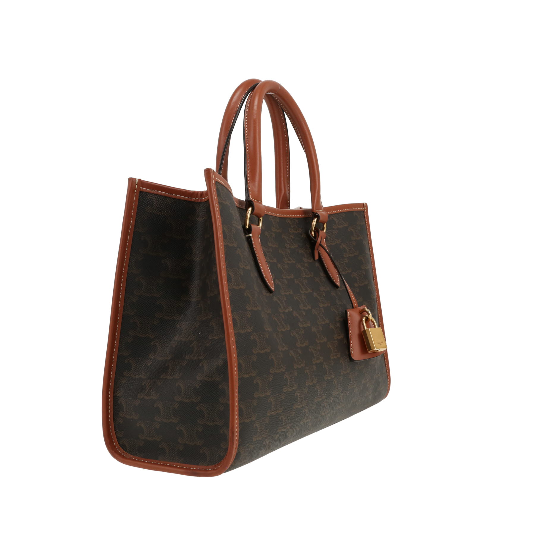 Sac cabas Celine  Horizontal en toile Triomphe marron et cuir marron