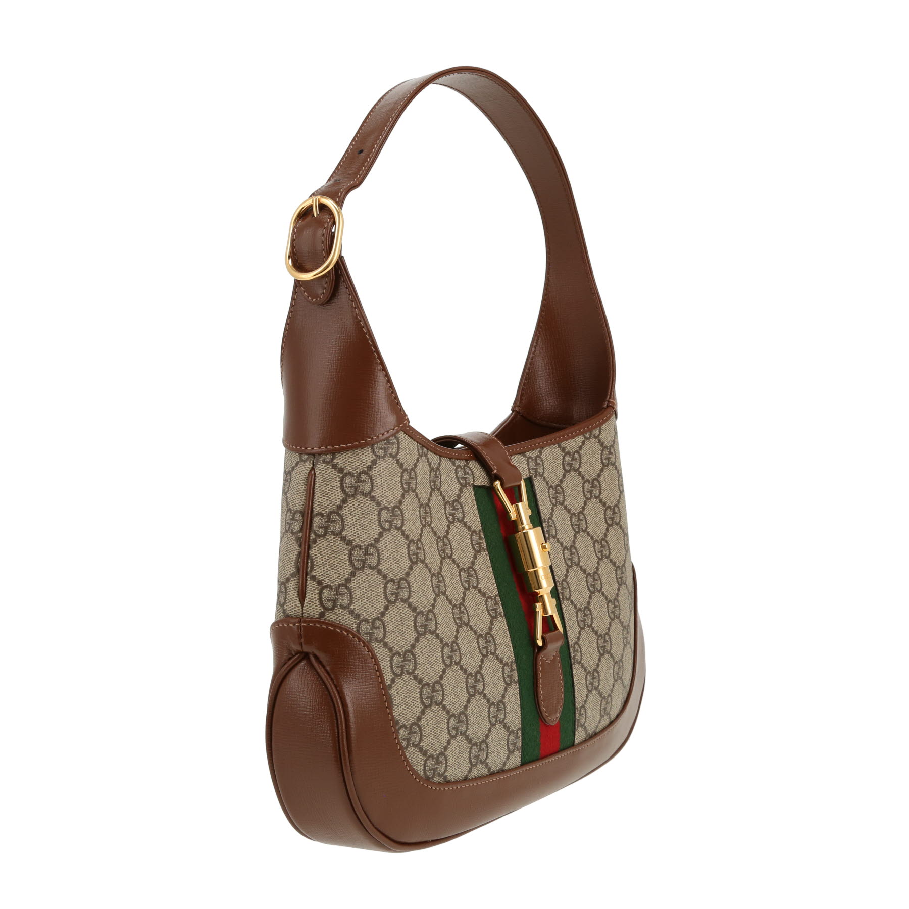 Borsa Gucci  Jackie 1961 in tela "sûpreme GG" beige e pelle marrone