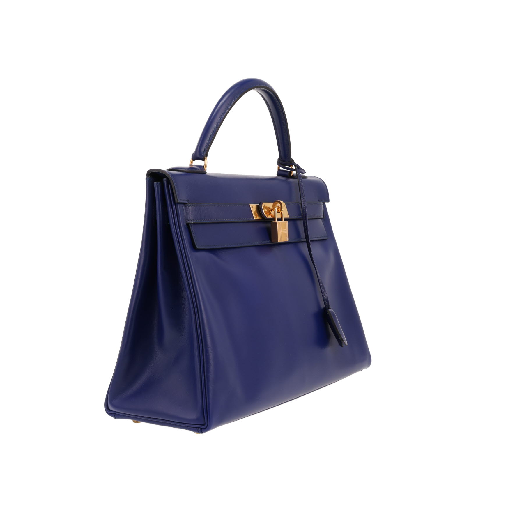 Bolso Hermès Kelly de 32 cm en piel Box azul zafiro