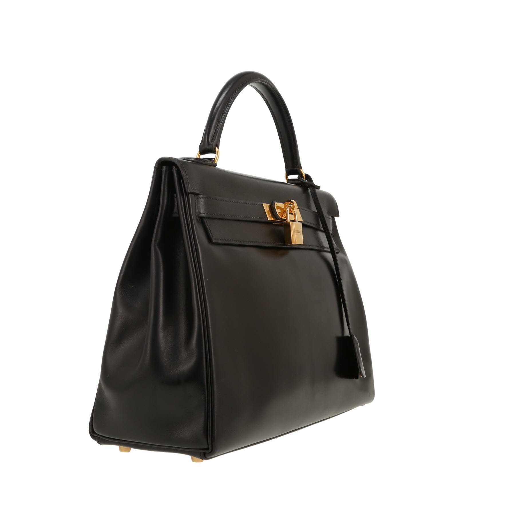 Bolso Hermès Kelly de 32 cm en piel negra tipo «box»