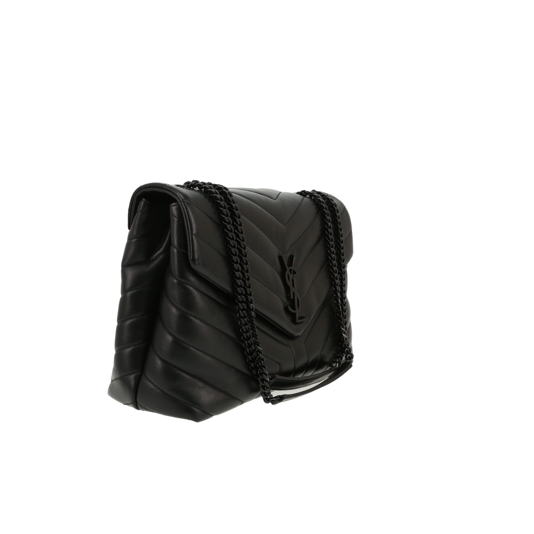 Sac bandoulière Saint Laurent  Loulou en cuir matelassé chevrons noir