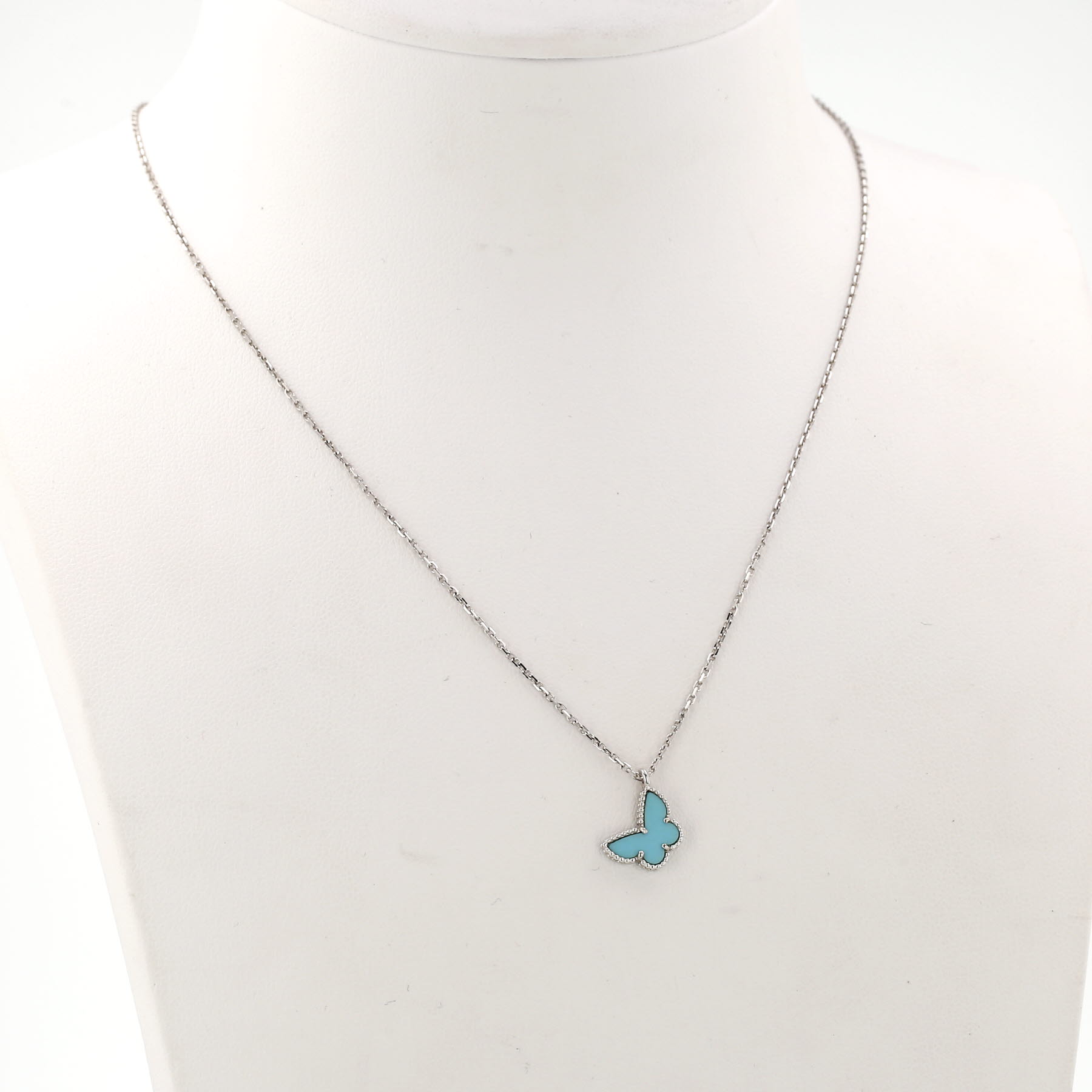 Van Cleef & Arpels Sweet Butterflies necklace in white gold and turquoise