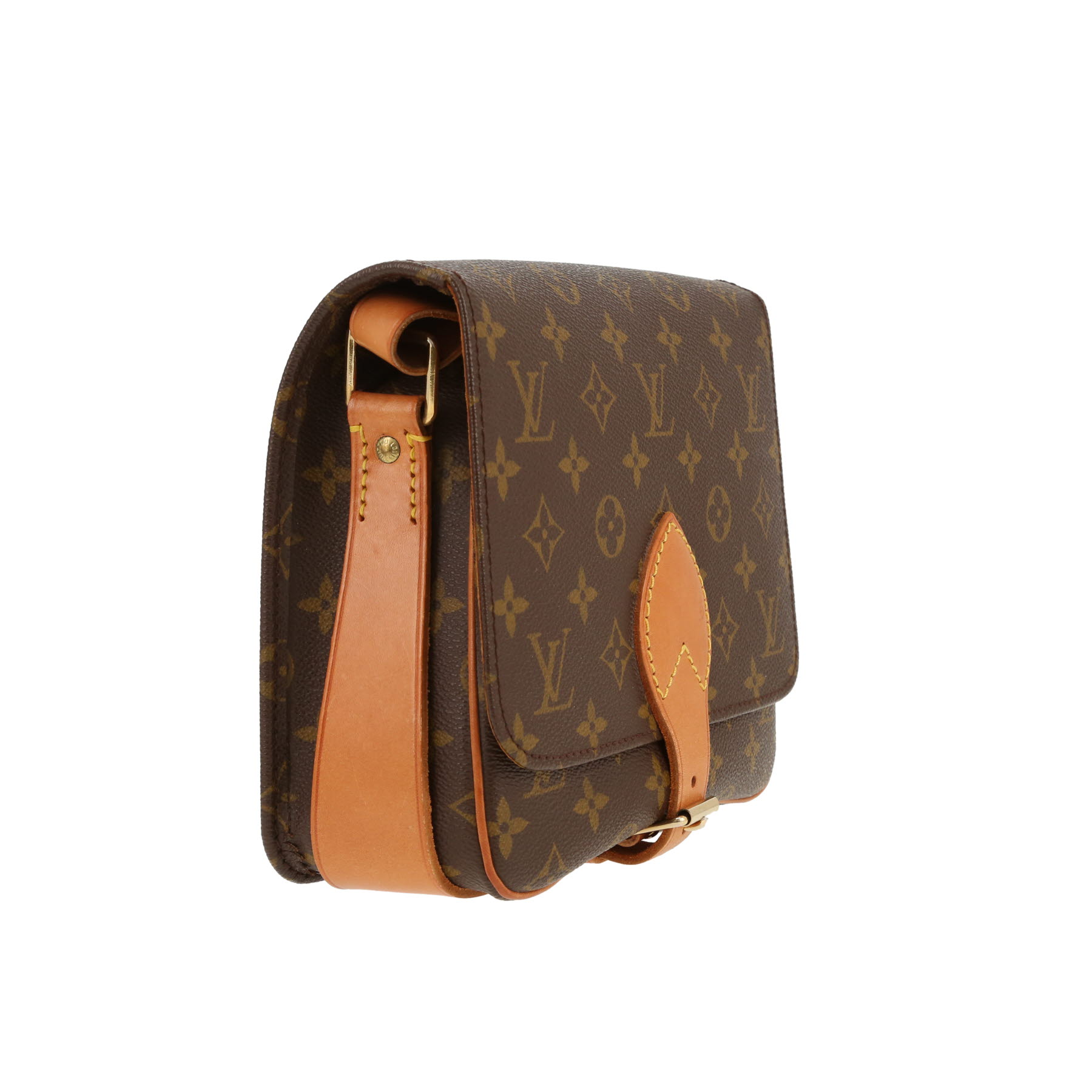 Sac bandoulière Louis Vuitton  Cartouchiére mini  en toile monogram marron et cuir naturel