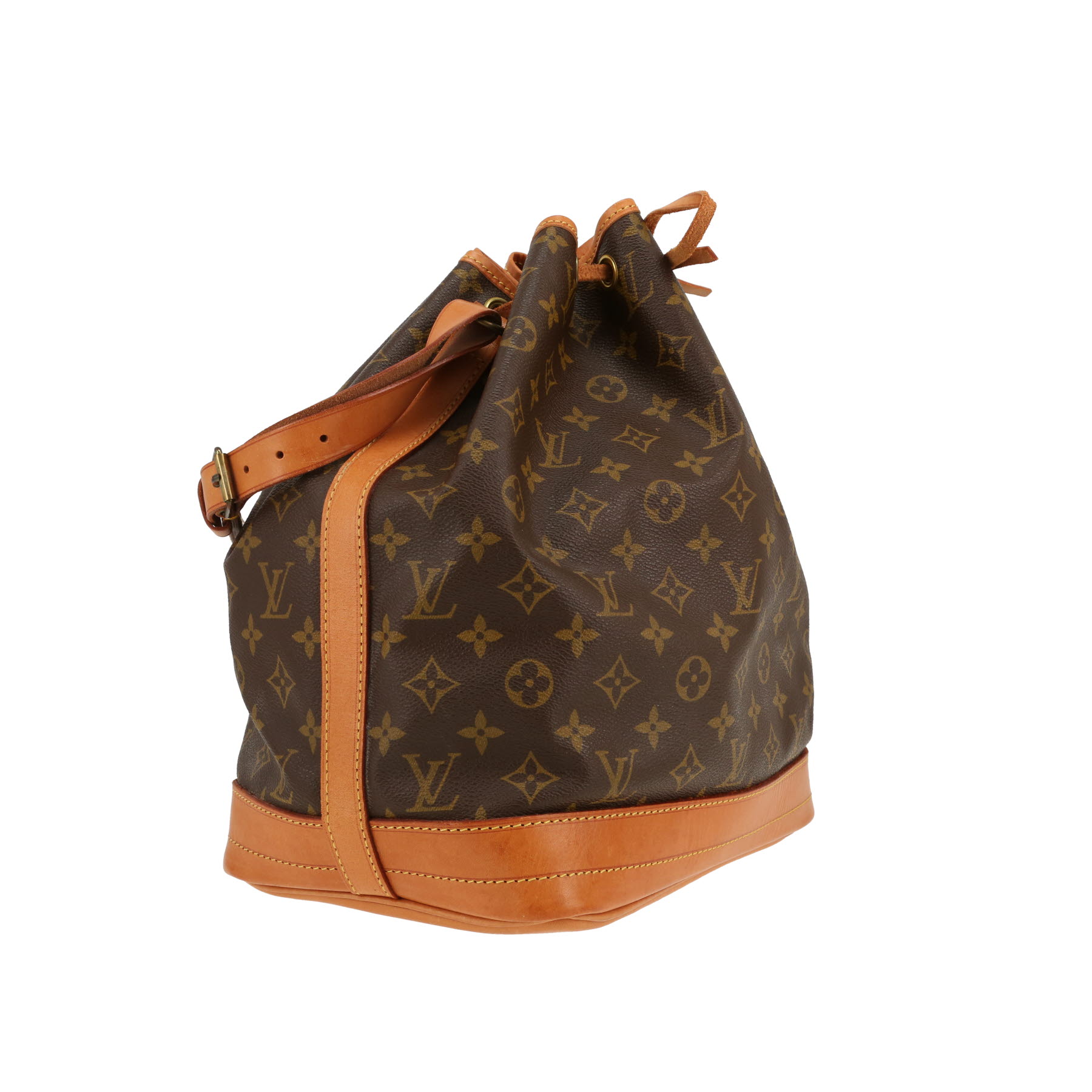 Louis Vuitton  Noé large model  handbag  in brown monogram canvas  and natural leather