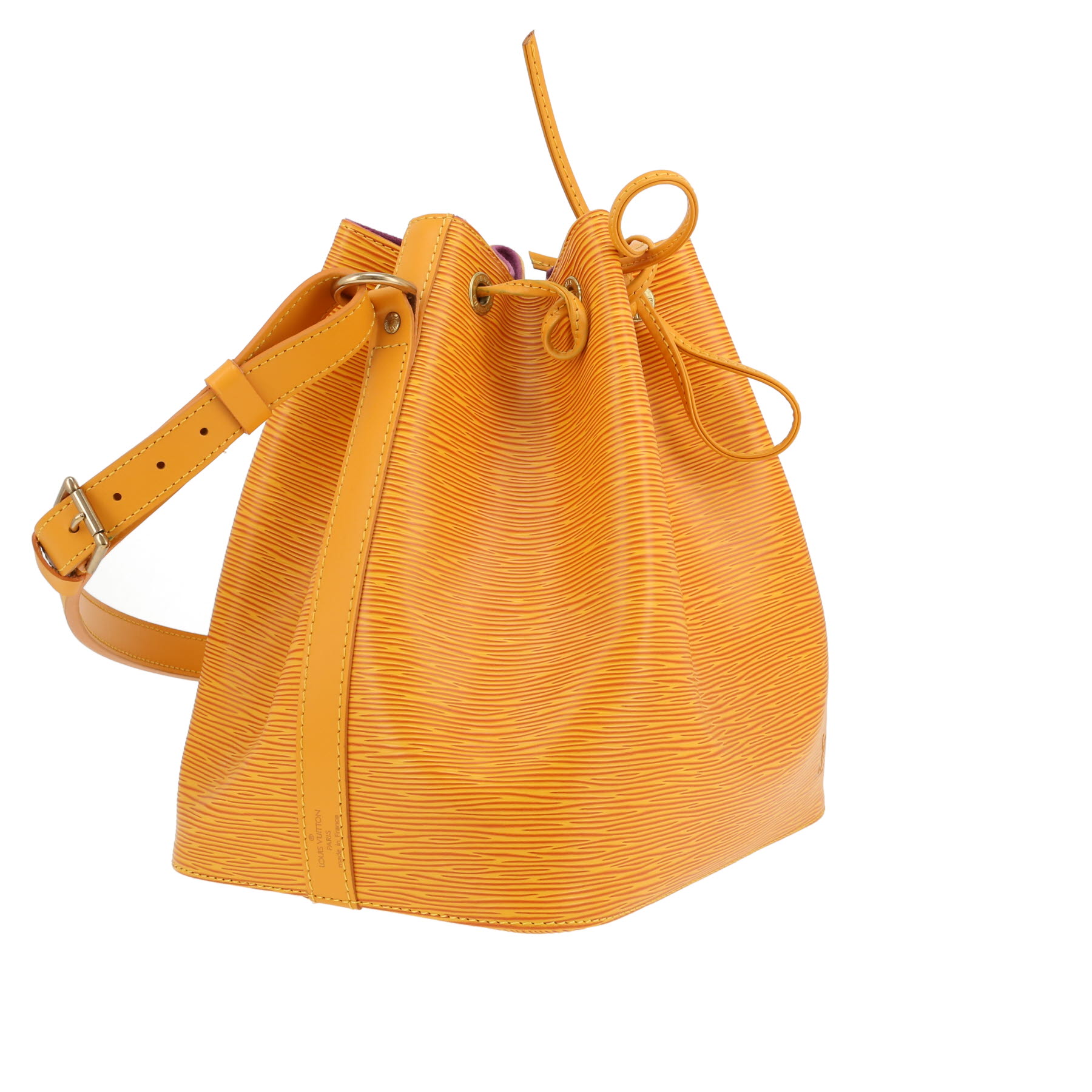 Sac à main Louis Vuitton  Noé en cuir épi jaune et cuir naturel
