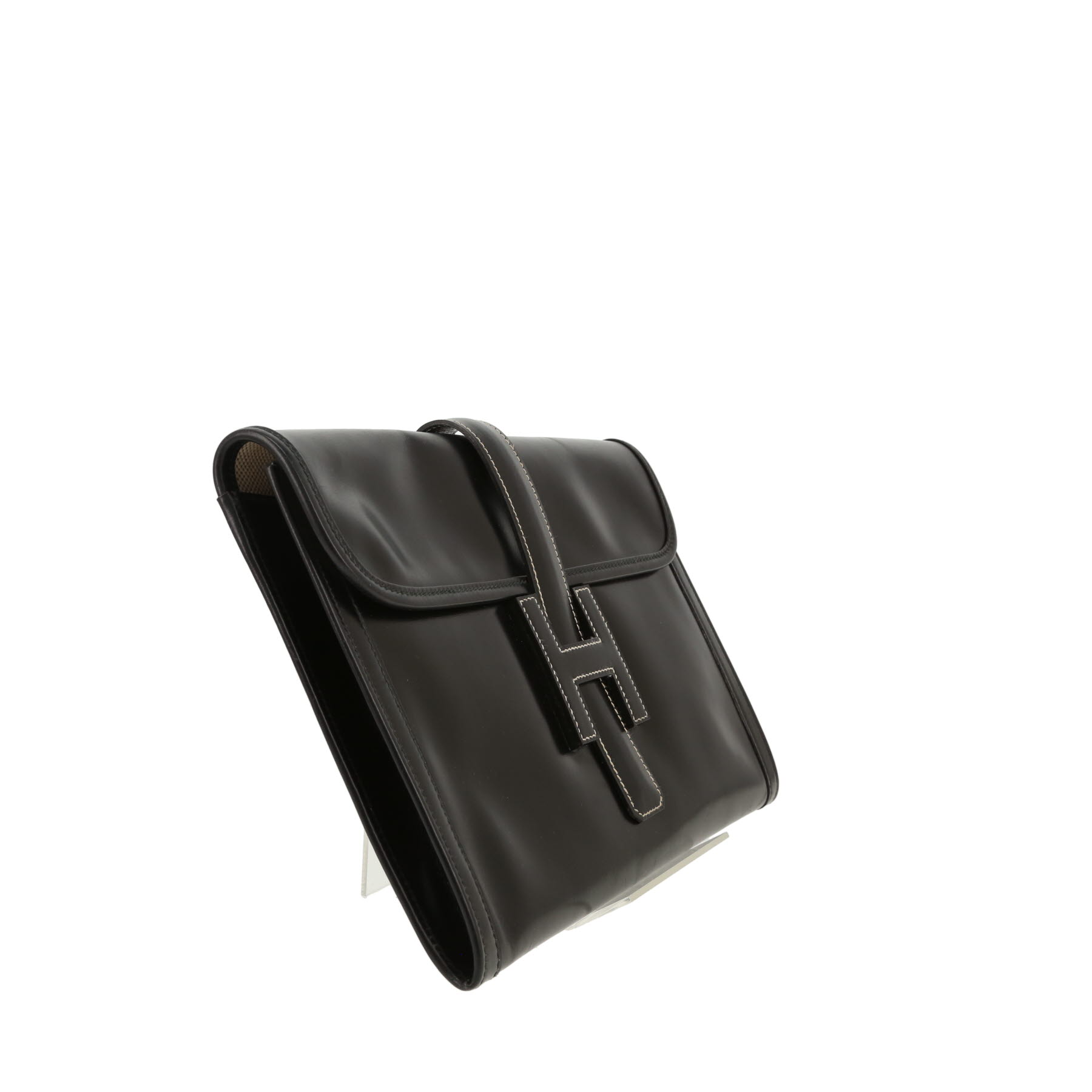 Hermès  Jige pouch  in black box leather