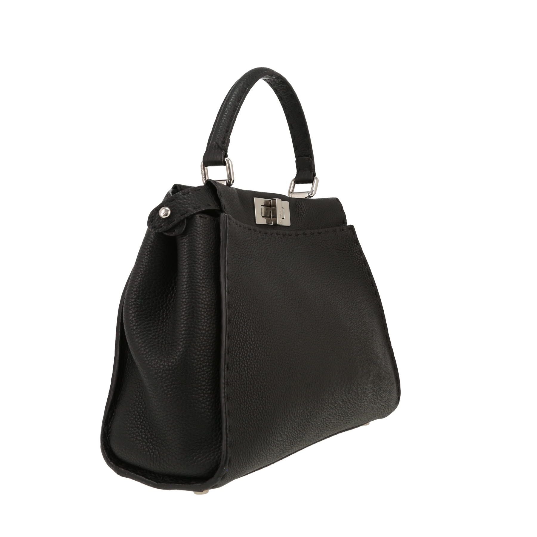 Fendi  Peekaboo medium model  handbag  in black grained leather