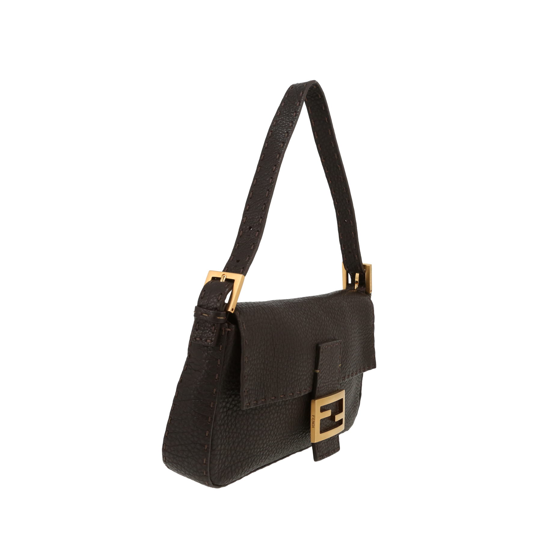 Sac à main Fendi  Baguette en cuir grainé marron