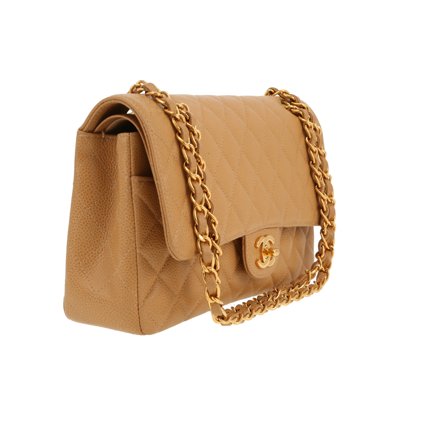 Sac à main Chanel  Timeless Classic en cuir grainé matelassé beige