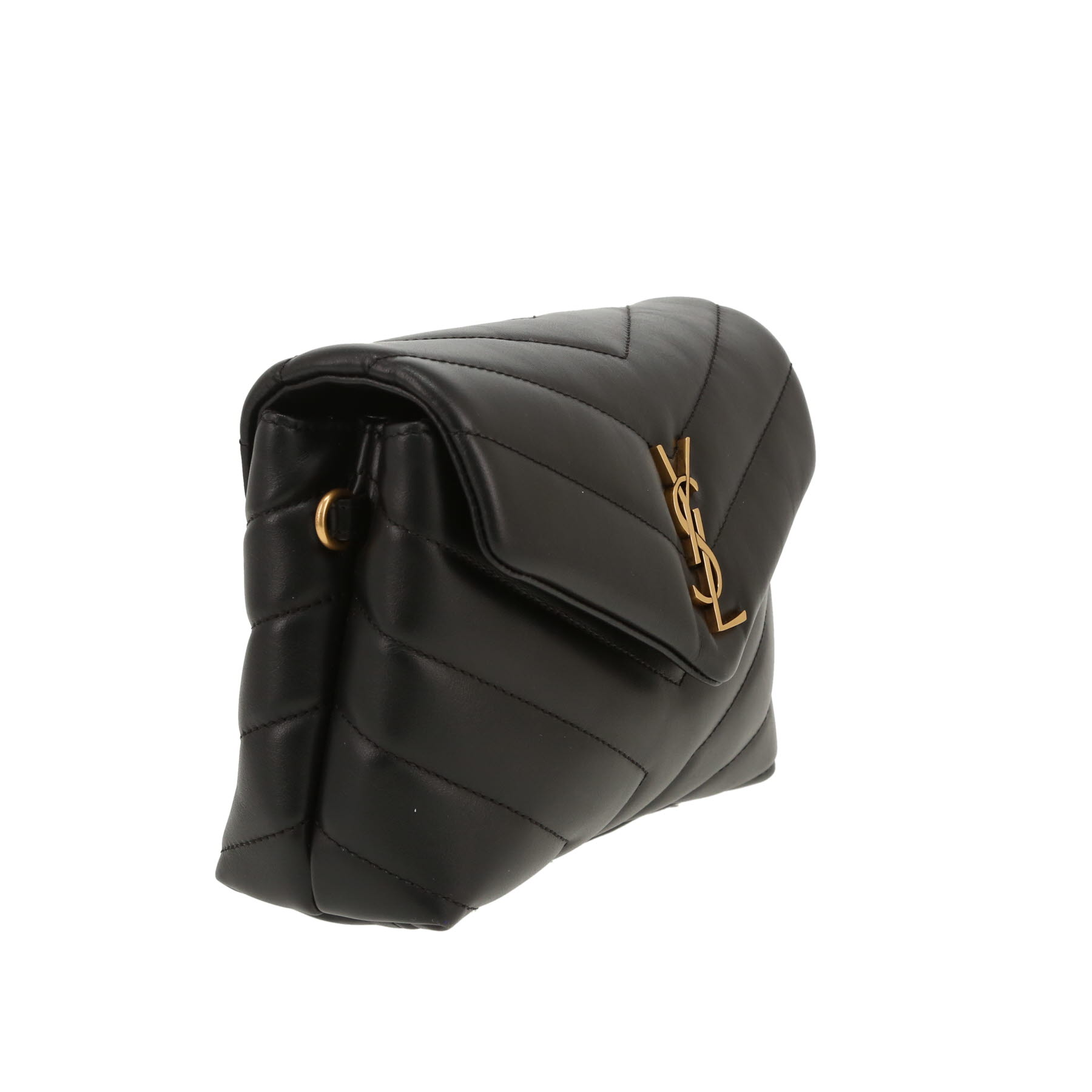 Saint Laurent  Toy Loulou shoulder bag  in black chevron quilted leather