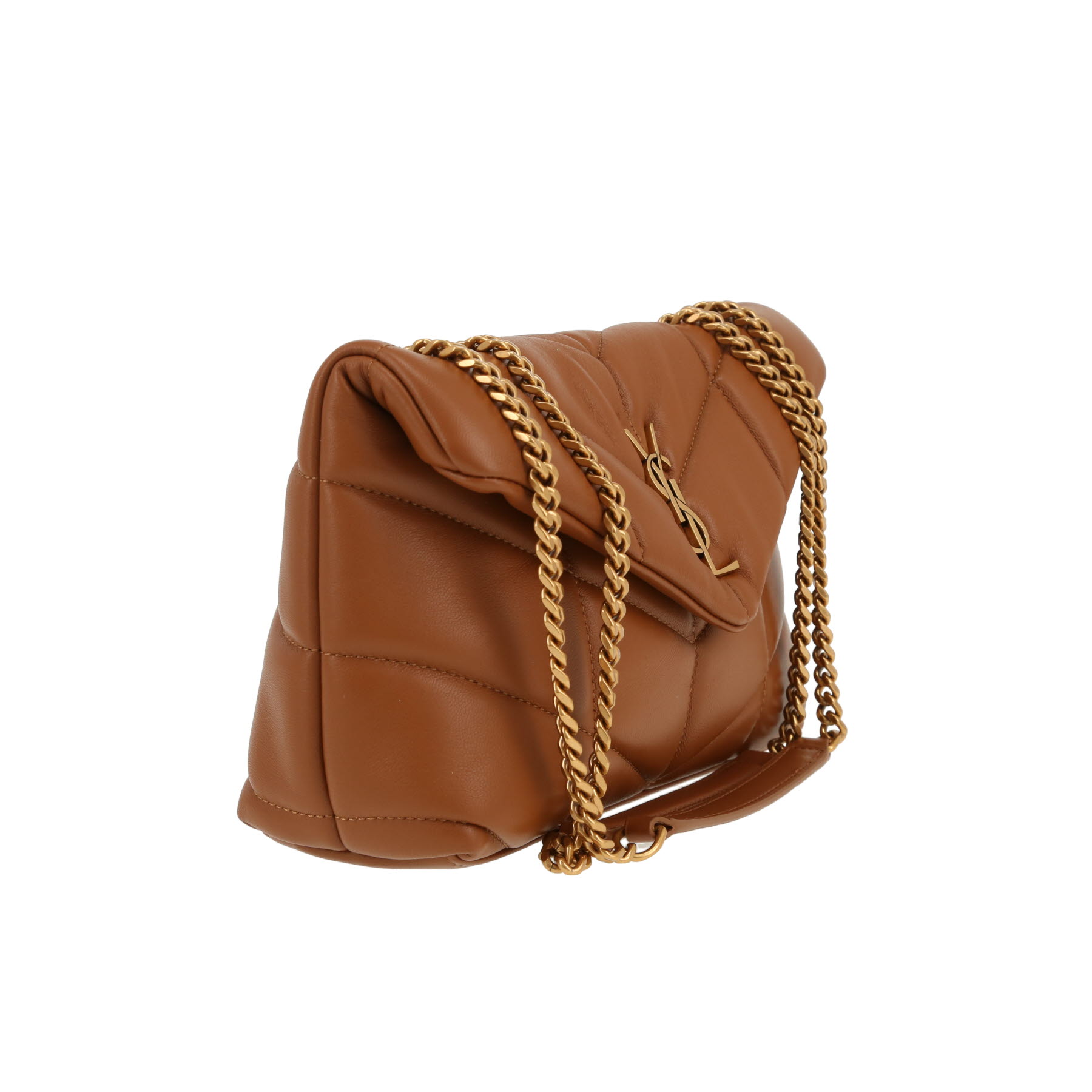Sac bandoulière Saint Laurent   petit modèle  en cuir matelassé marron-havane