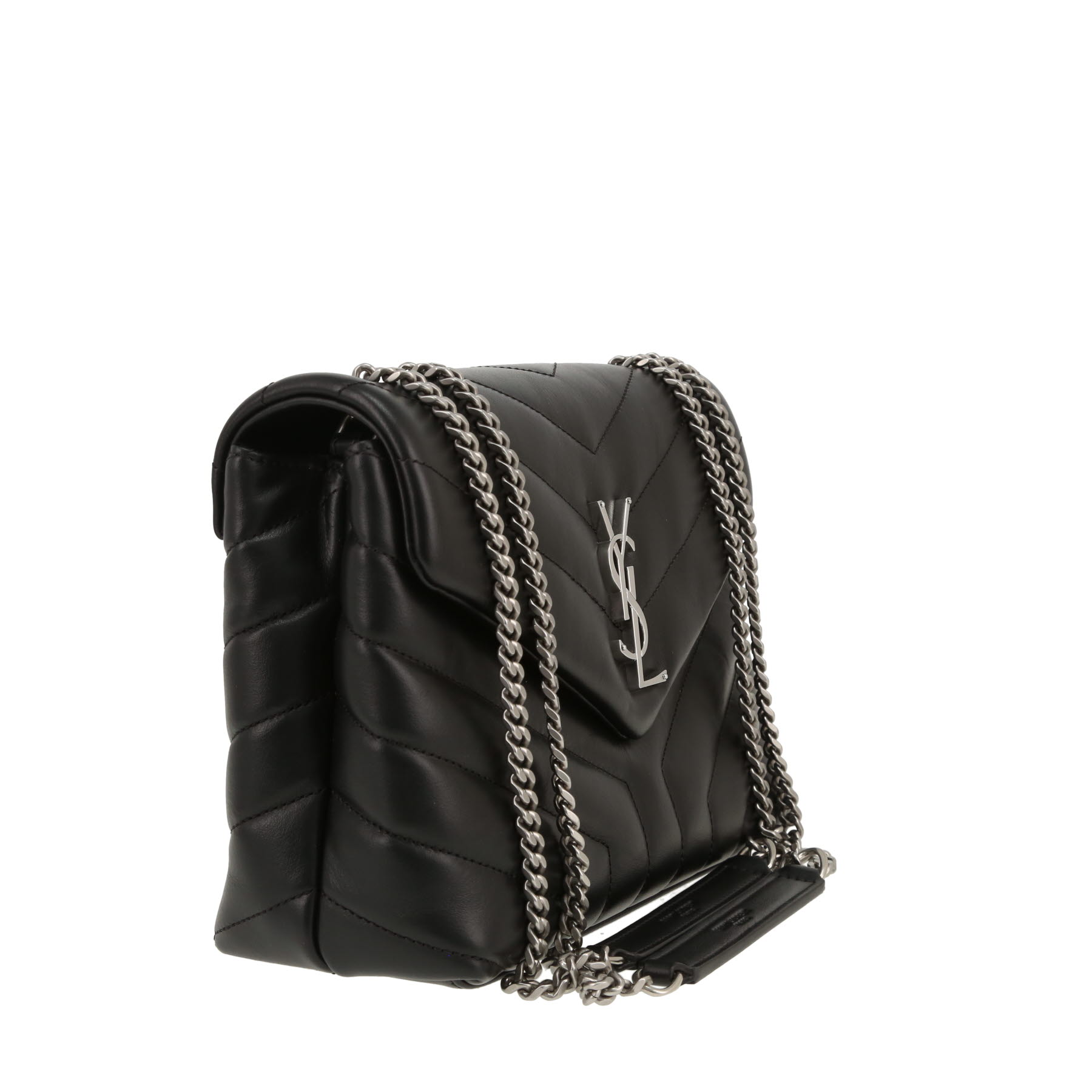 Saint Laurent  Loulou small model  shoulder bag  in black chevron quilted leather