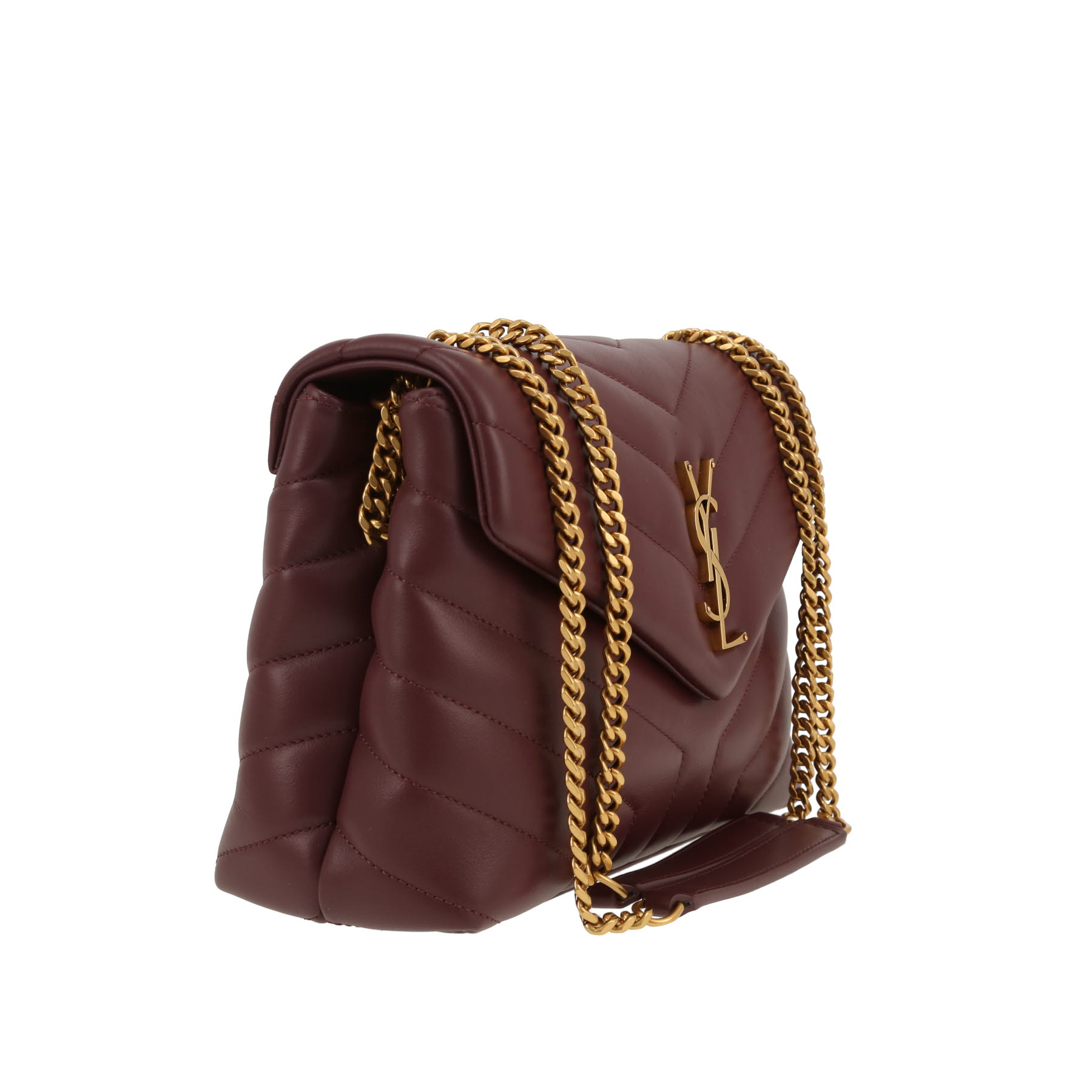 Saint Laurent  Loulou small model  shoulder bag  in burgundy chevron quilted leather