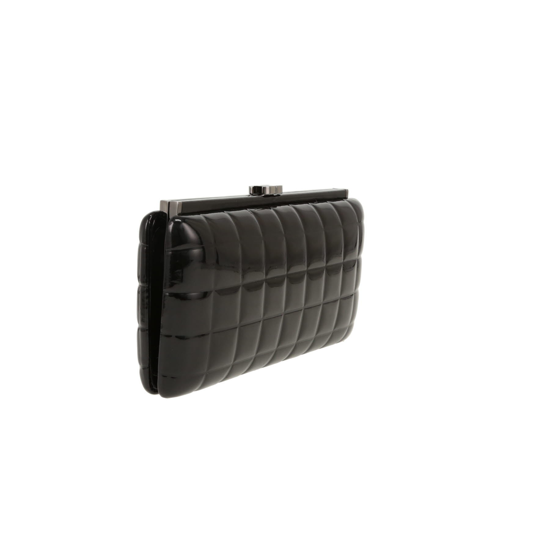 Pochette Chanel   en cuir verni matelassé noir