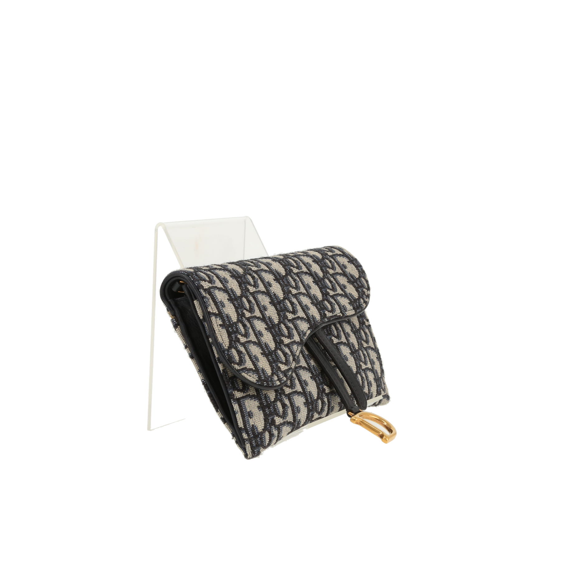 Bolso bandolera Dior  Pochette Saddle en lona Monogram Oblique azul marino y cuero azul marino