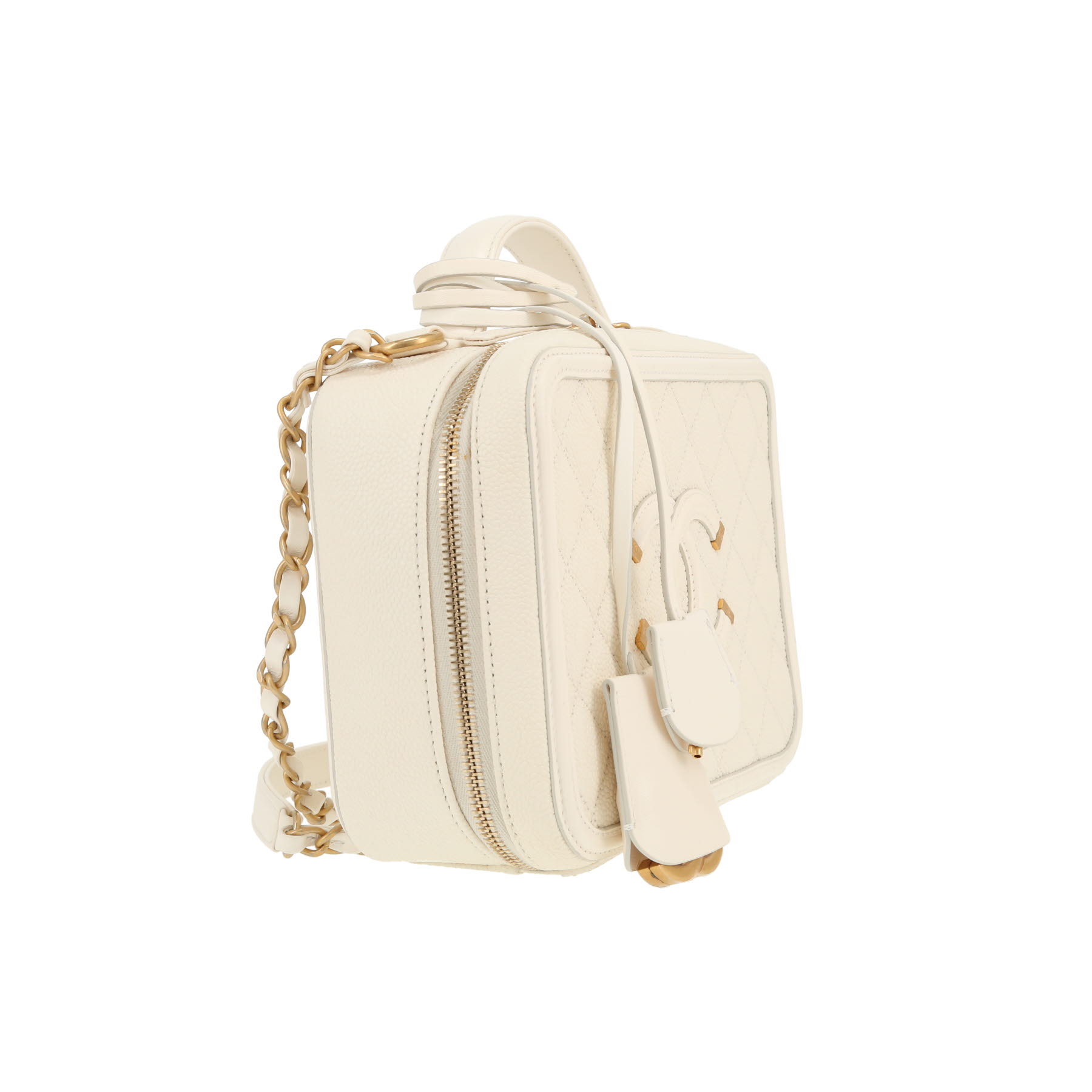 Chanel  Filigree Vanity Case shoulder bag  in white quilted grained leather