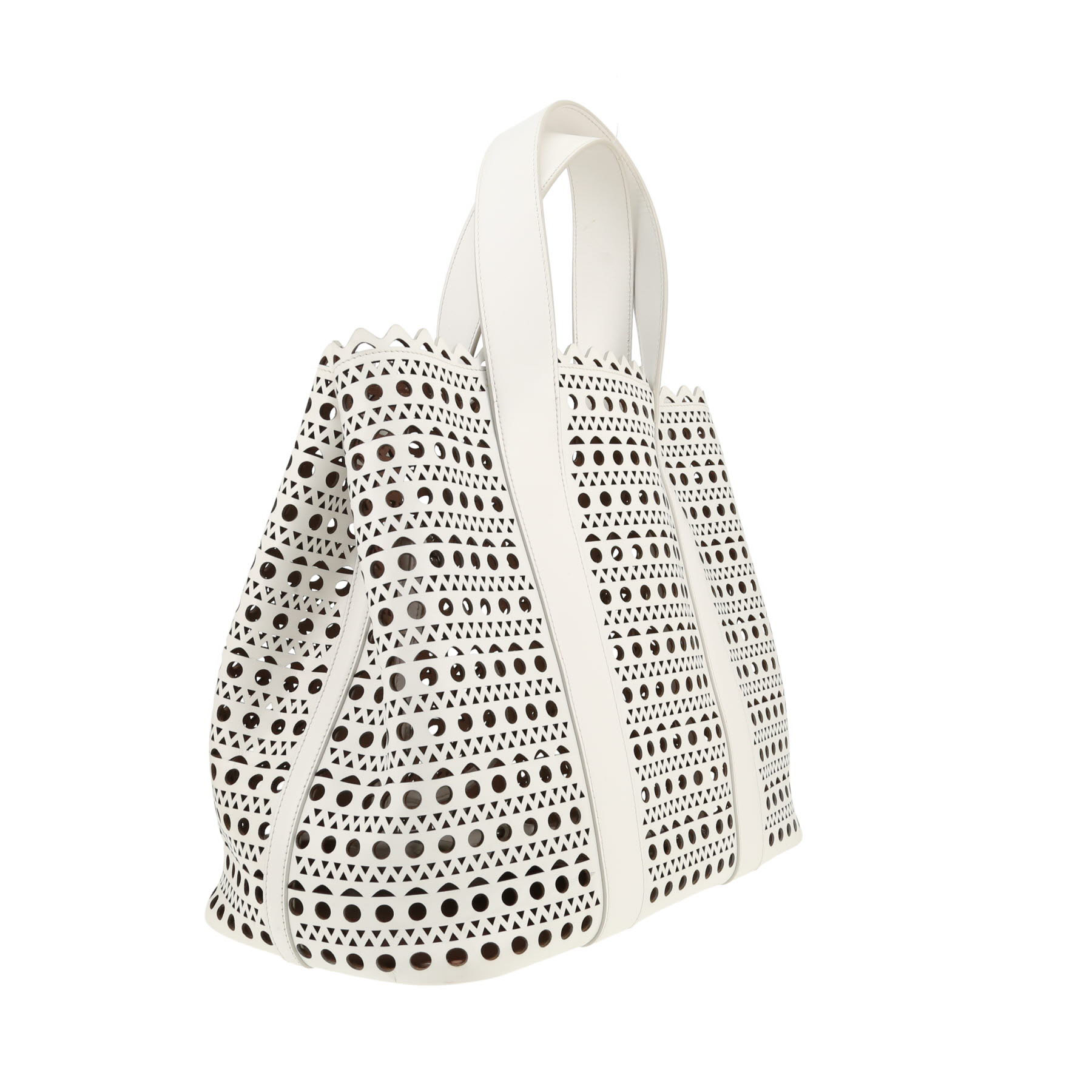 Alaïa  Mina handbag  in white openwork leather