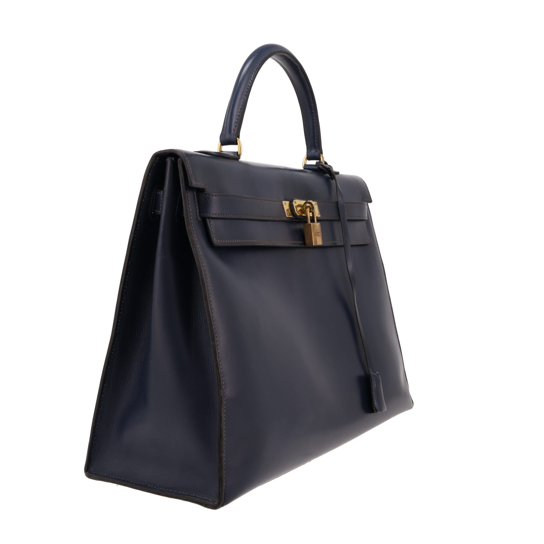 Sac à main Hermès  Kelly 35 cm en cuir box bleu-marine